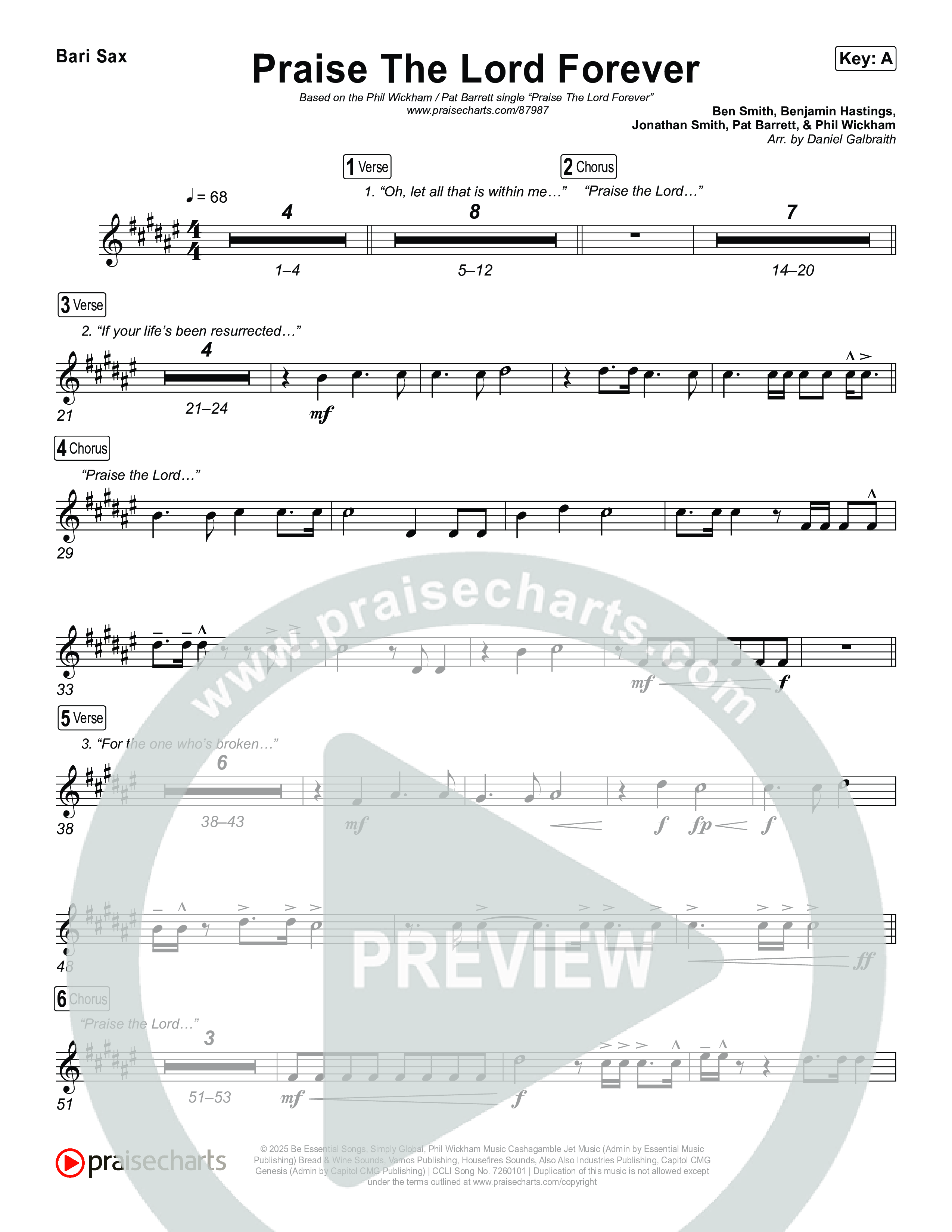 Praise The Lord Forever Bari Sax (Phil Wickham / Pat Barrett)
