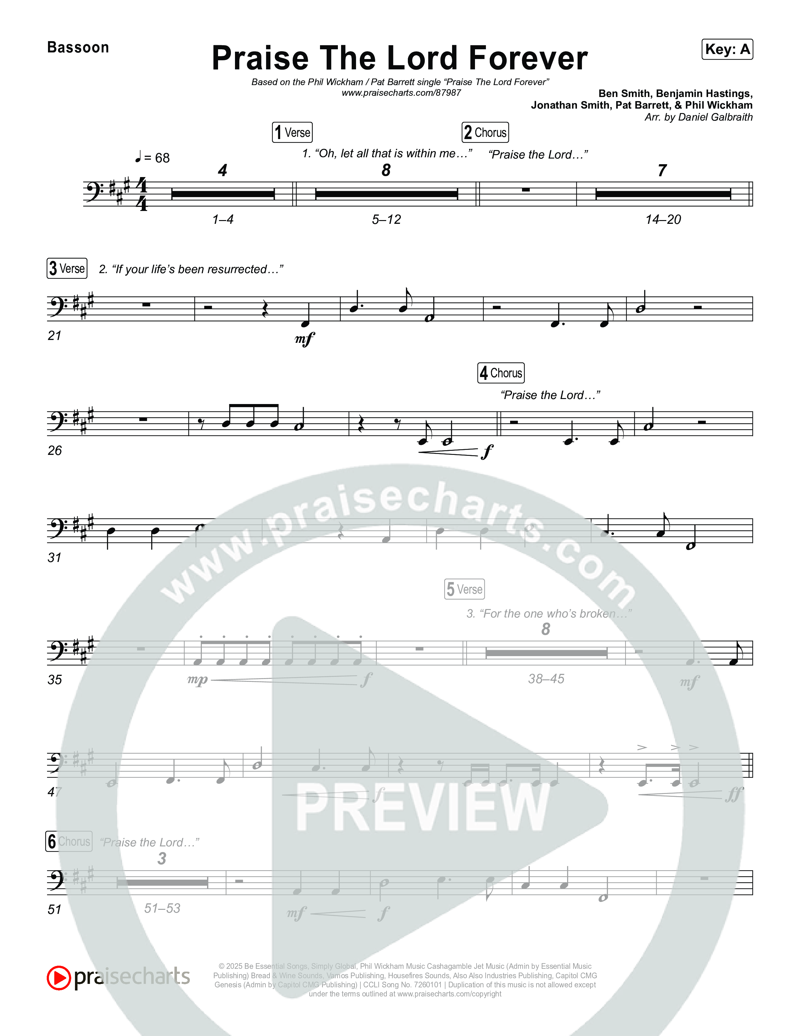 Praise The Lord Forever Bassoon (Phil Wickham / Pat Barrett)