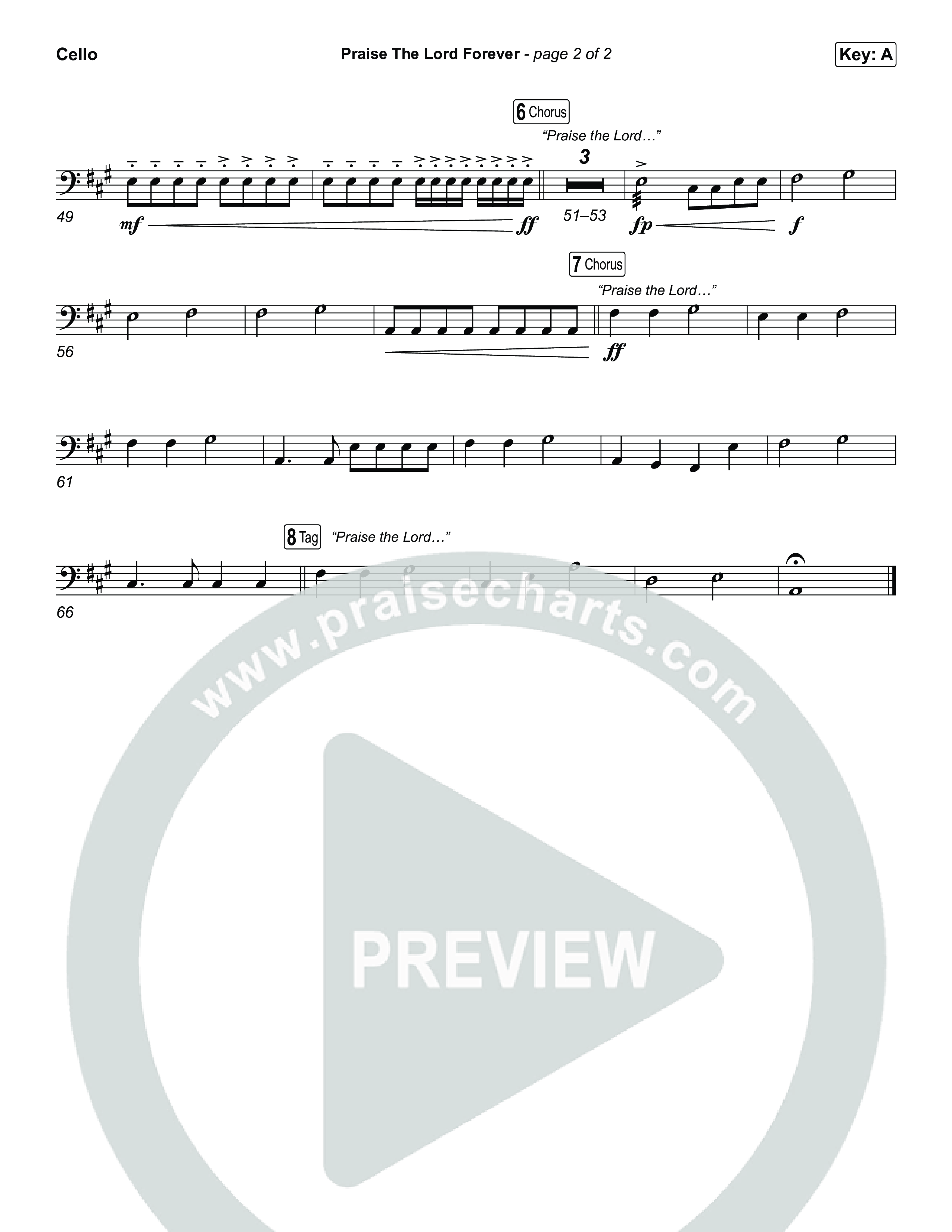 Praise The Lord Forever Cello (Phil Wickham / Pat Barrett)
