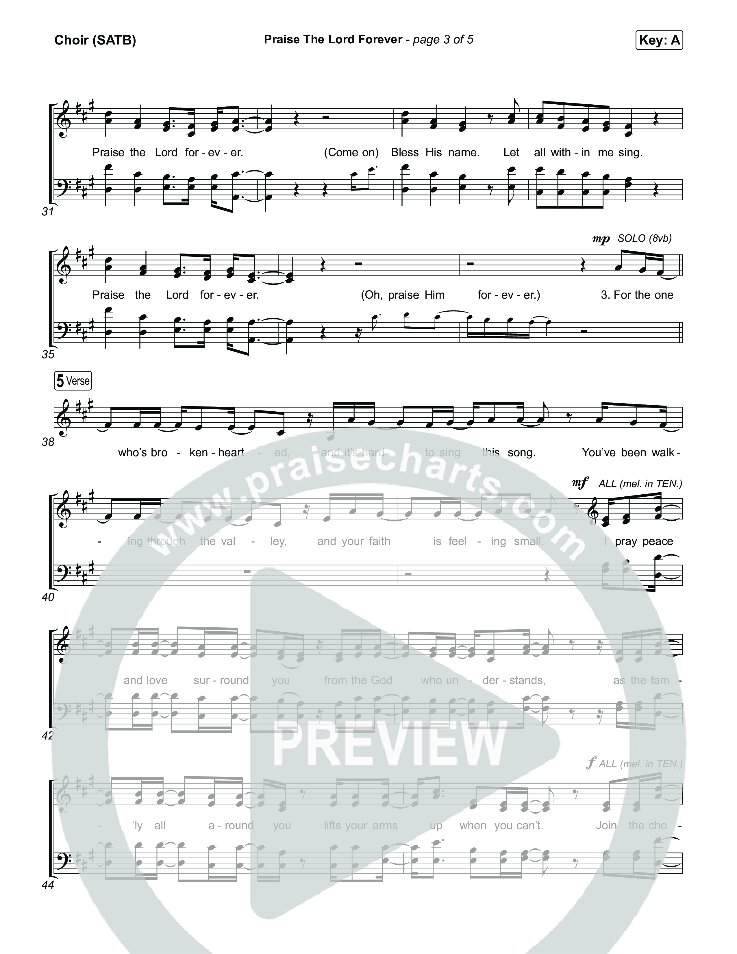 Praise The Lord Forever Choir Sheet (SATB) (Phil Wickham / Pat Barrett)