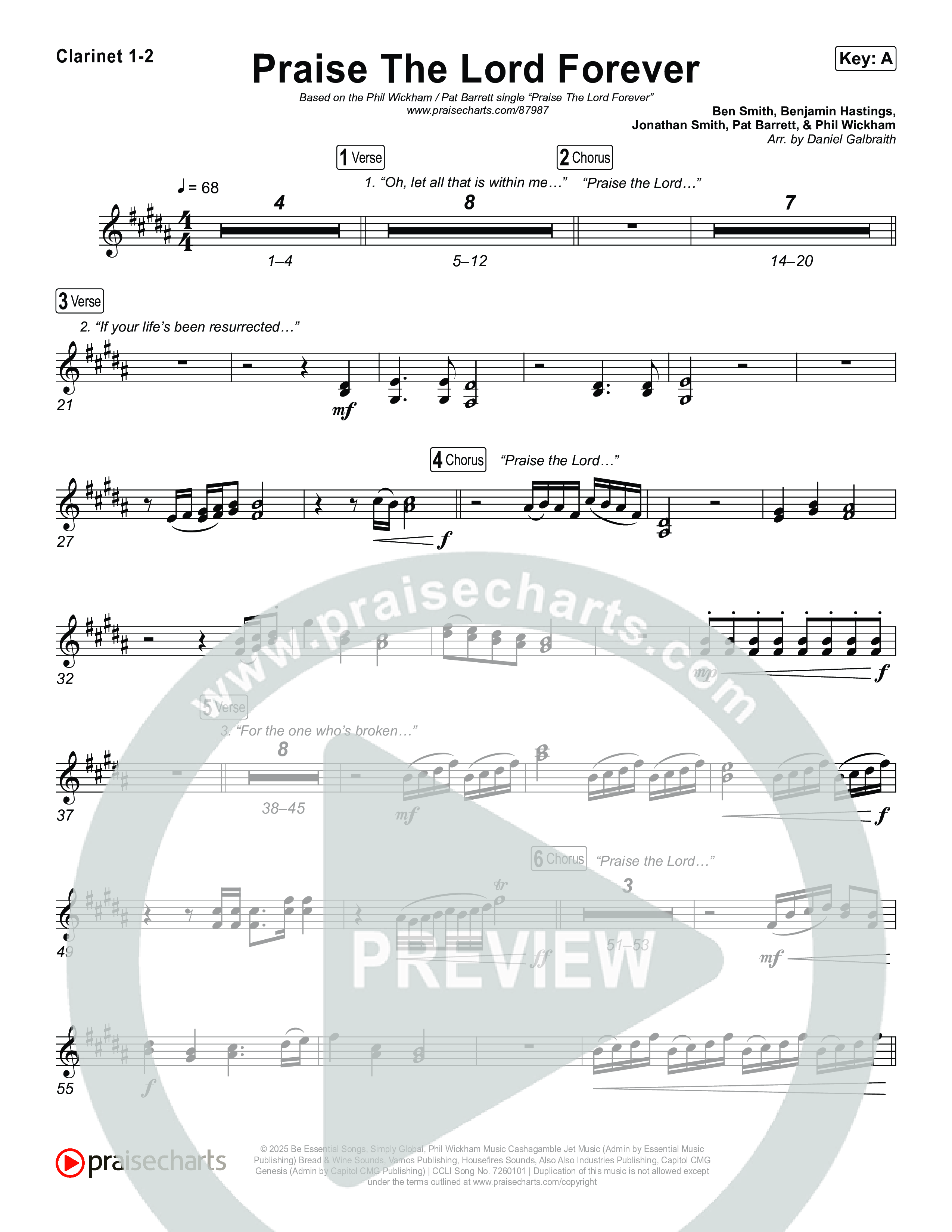Praise The Lord Forever Clarinet 1,2 (Phil Wickham / Pat Barrett)