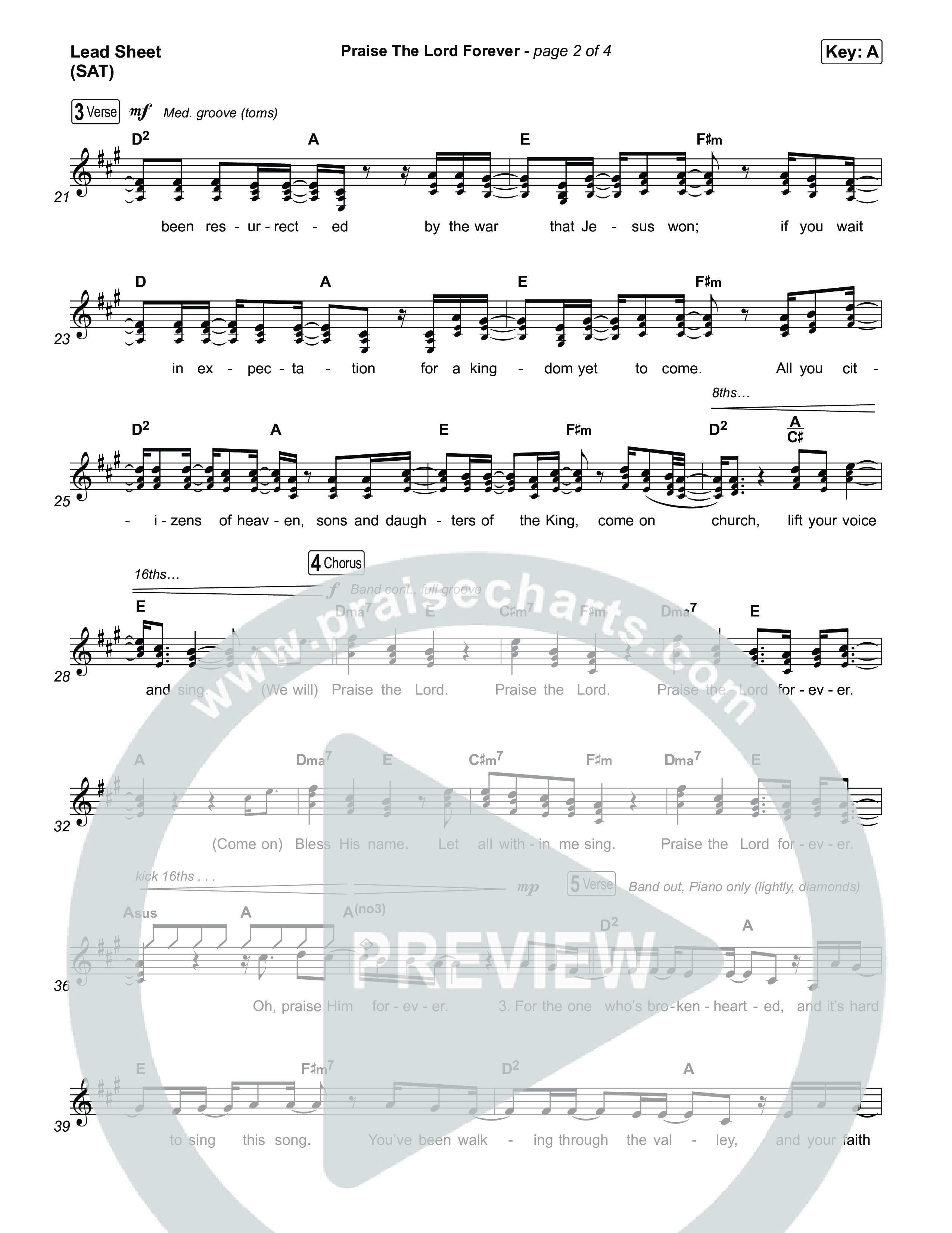 Praise The Lord Forever Lead Sheet (SAT) (Phil Wickham / Pat Barrett)
