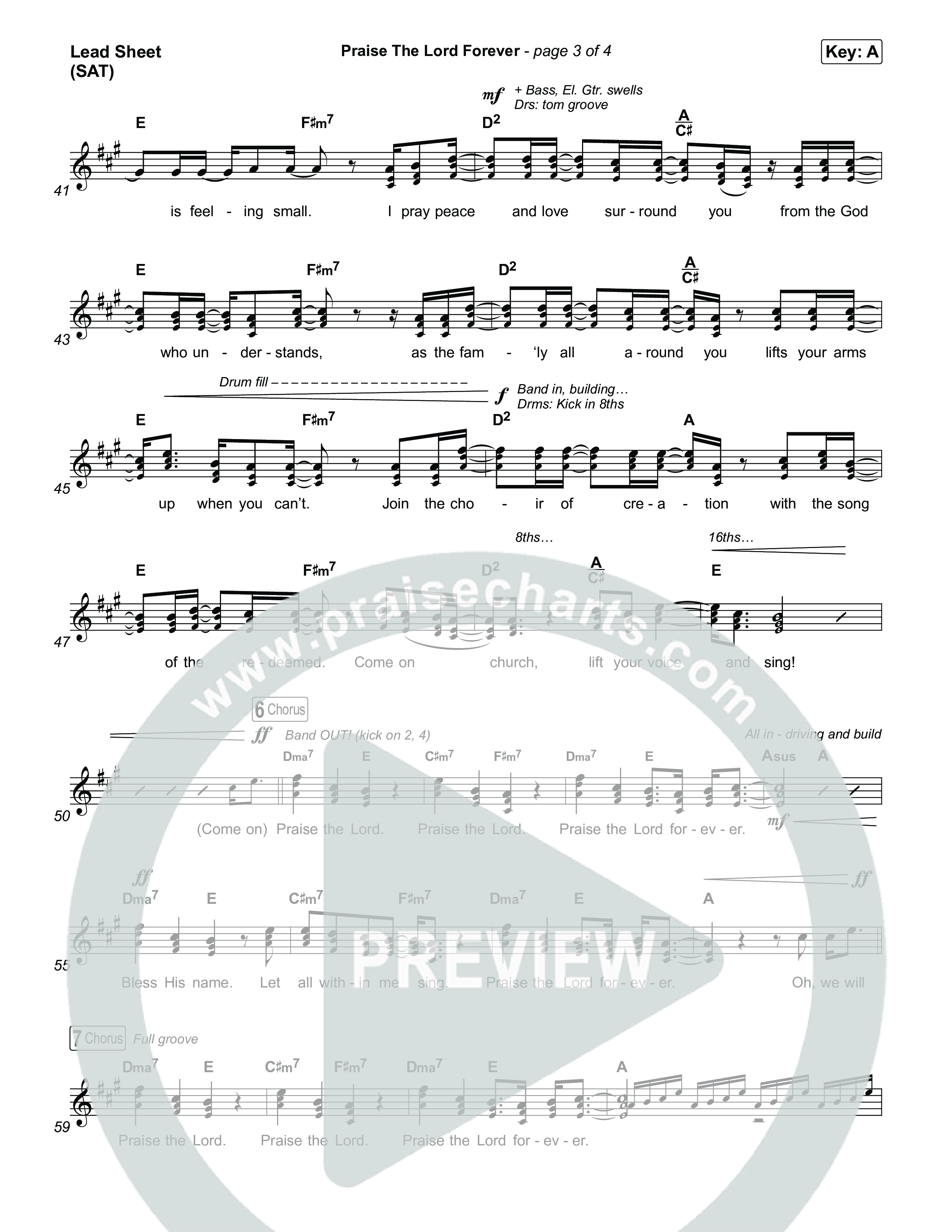 Praise The Lord Forever Lead Sheet (SAT) (Phil Wickham / Pat Barrett)