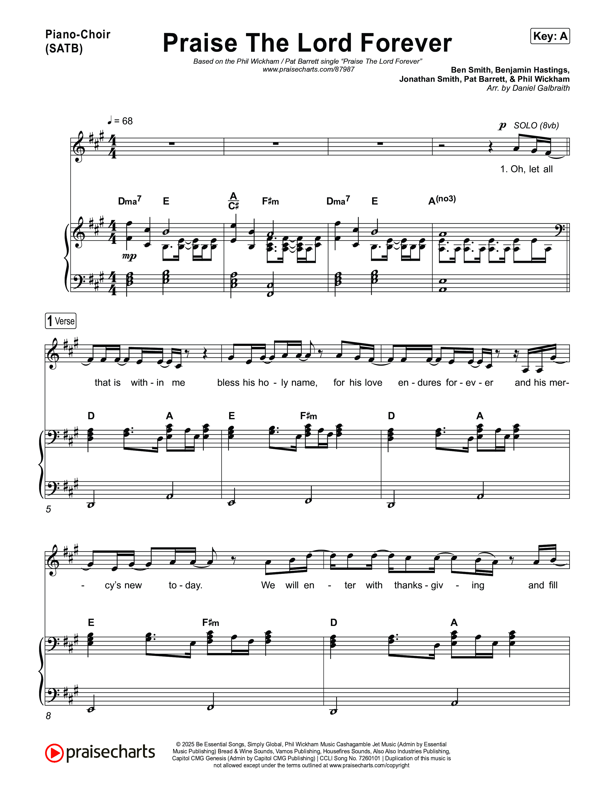 Praise The Lord Forever Piano/Vocal Pack (Phil Wickham / Pat Barrett)