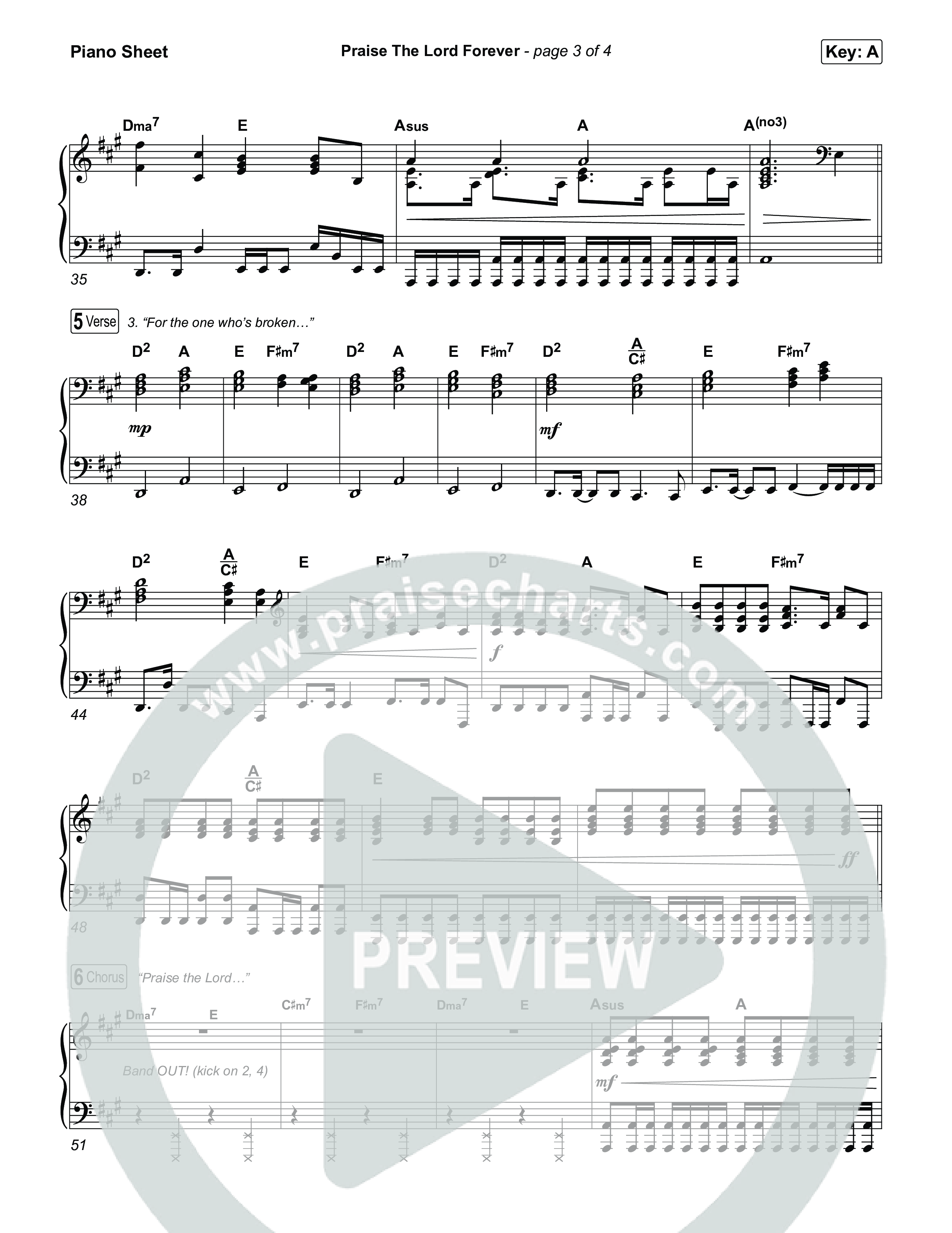 Praise The Lord Forever Piano Sheet (Phil Wickham / Pat Barrett)