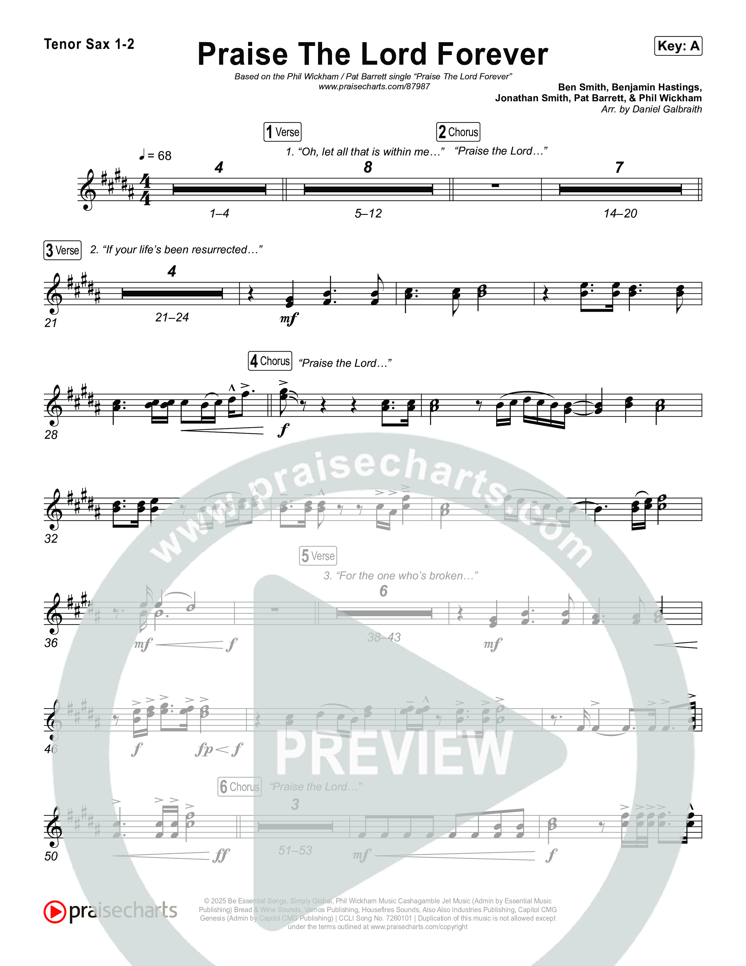 Praise The Lord Forever Sax Pack (Phil Wickham / Pat Barrett)