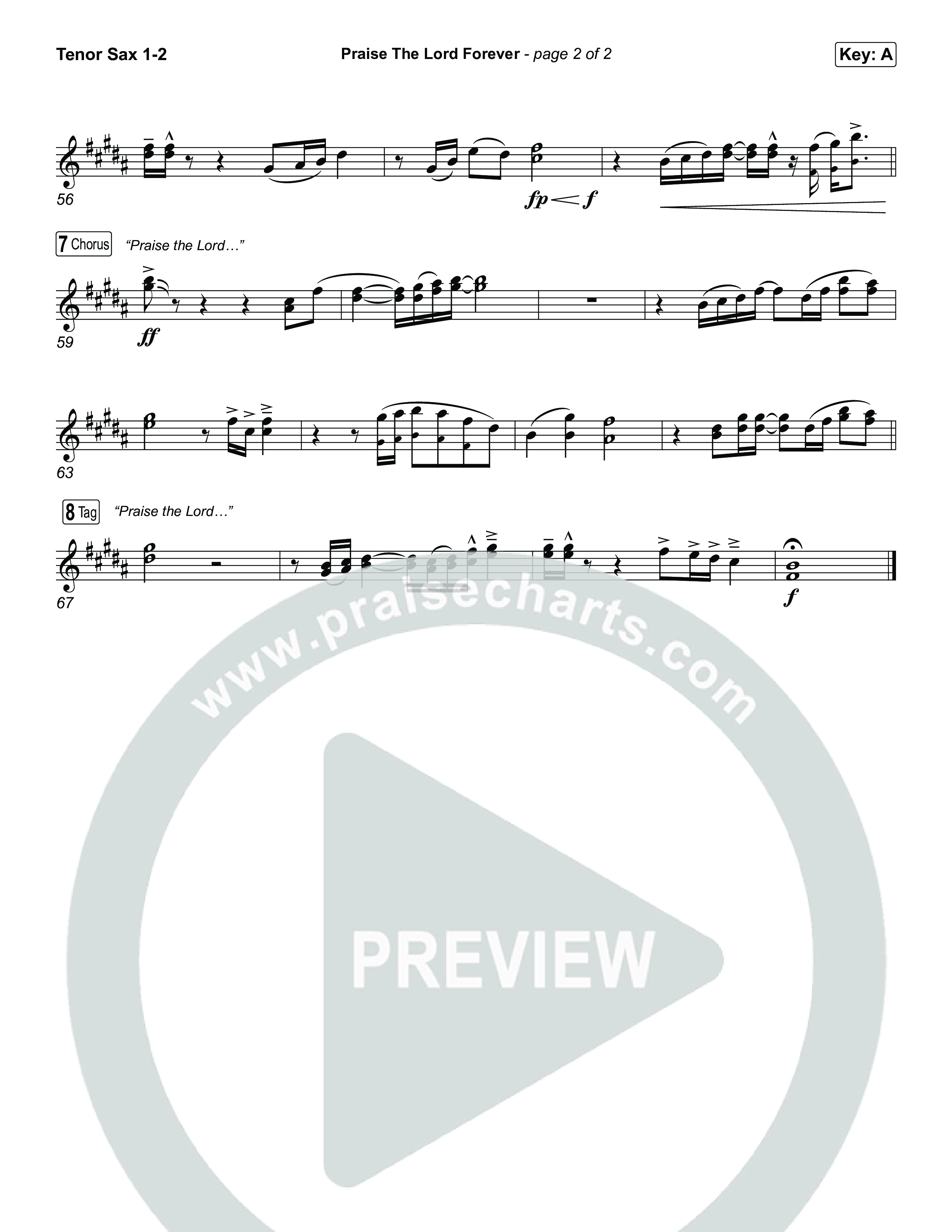 Praise The Lord Forever Tenor Sax 1,2 (Phil Wickham / Pat Barrett)