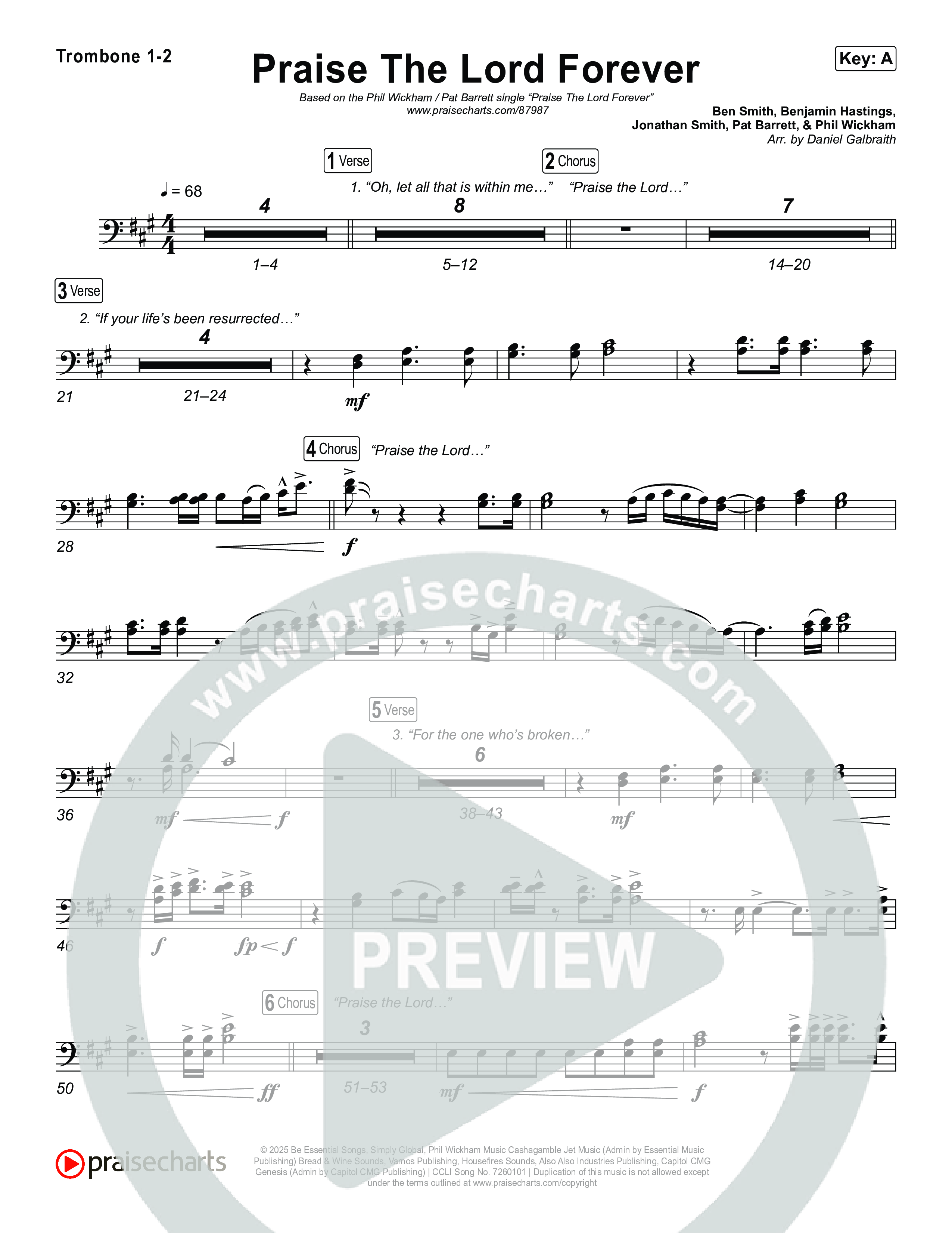Praise The Lord Forever Trombone 1/2 (Phil Wickham / Pat Barrett)