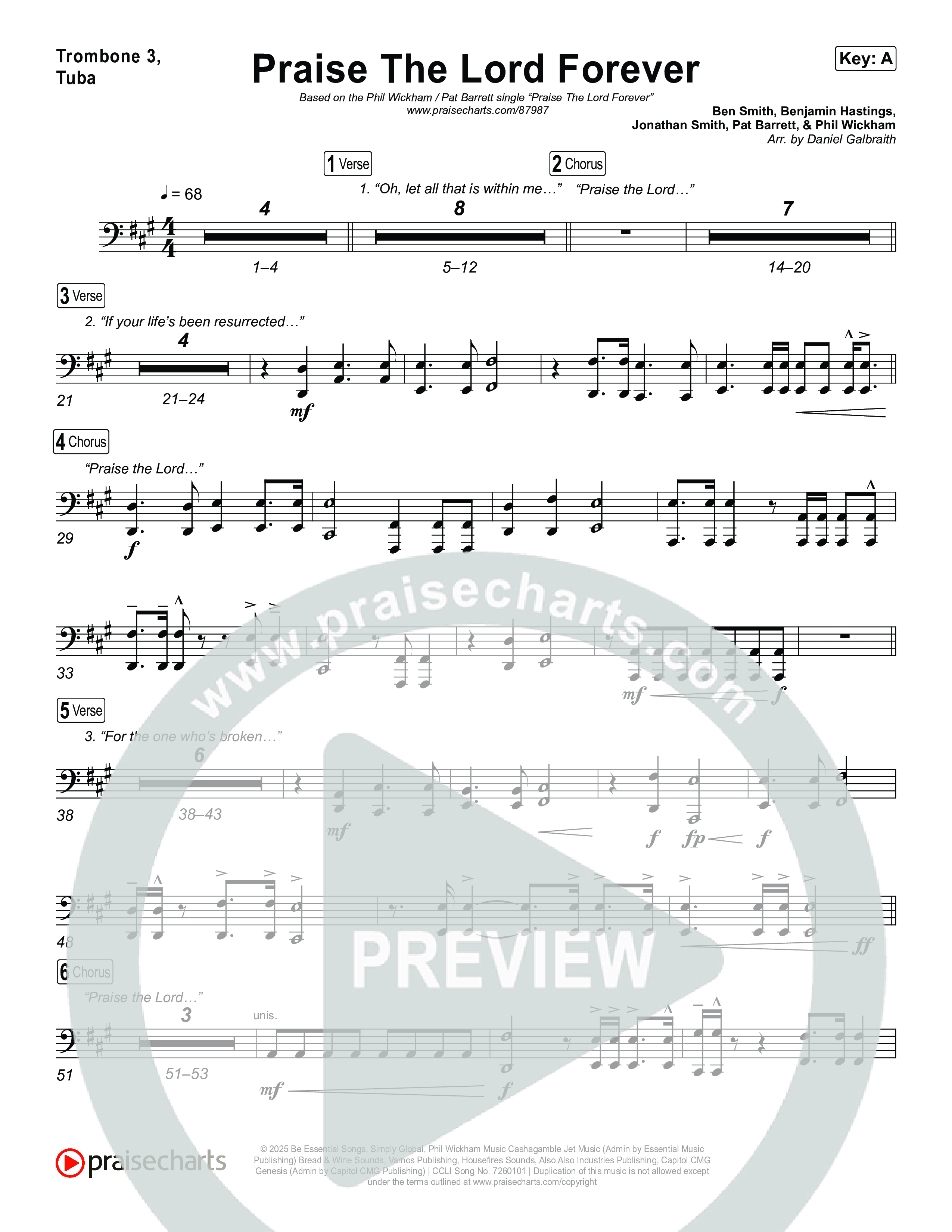 Praise The Lord Forever Trombone 3/Tuba (Phil Wickham / Pat Barrett)