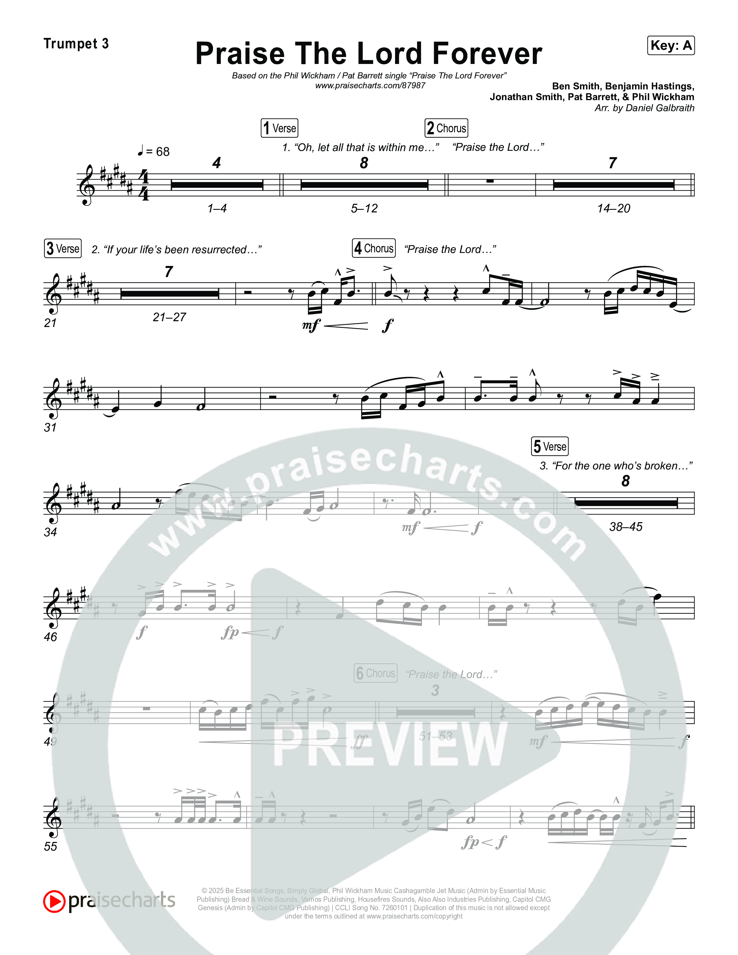 Praise The Lord Forever Trumpet 3 (Phil Wickham / Pat Barrett)