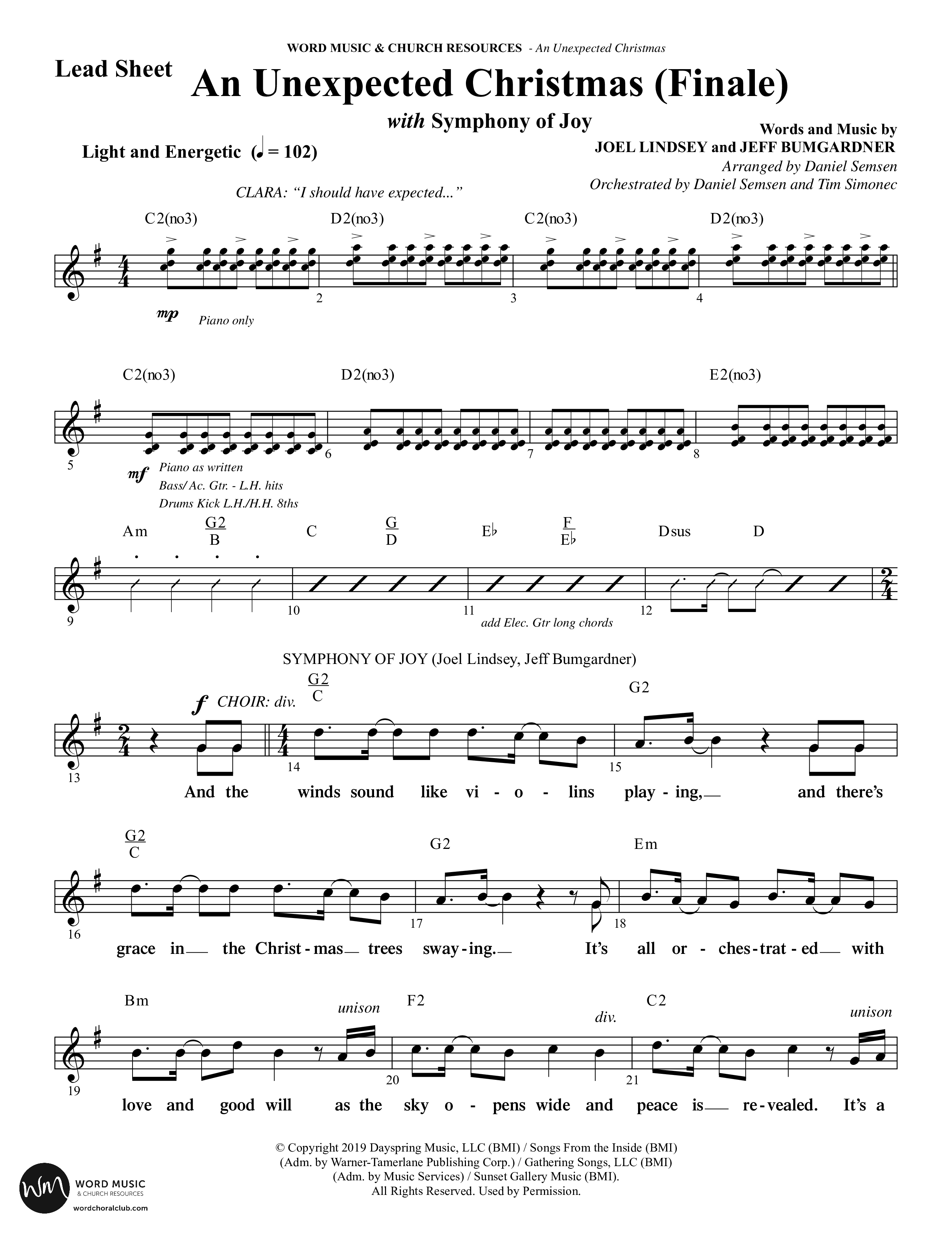 An Unexpected Christmas (11 Song Choral Collection) Song 11 (Lead & Chords) (Arr. Daniel Semsen)