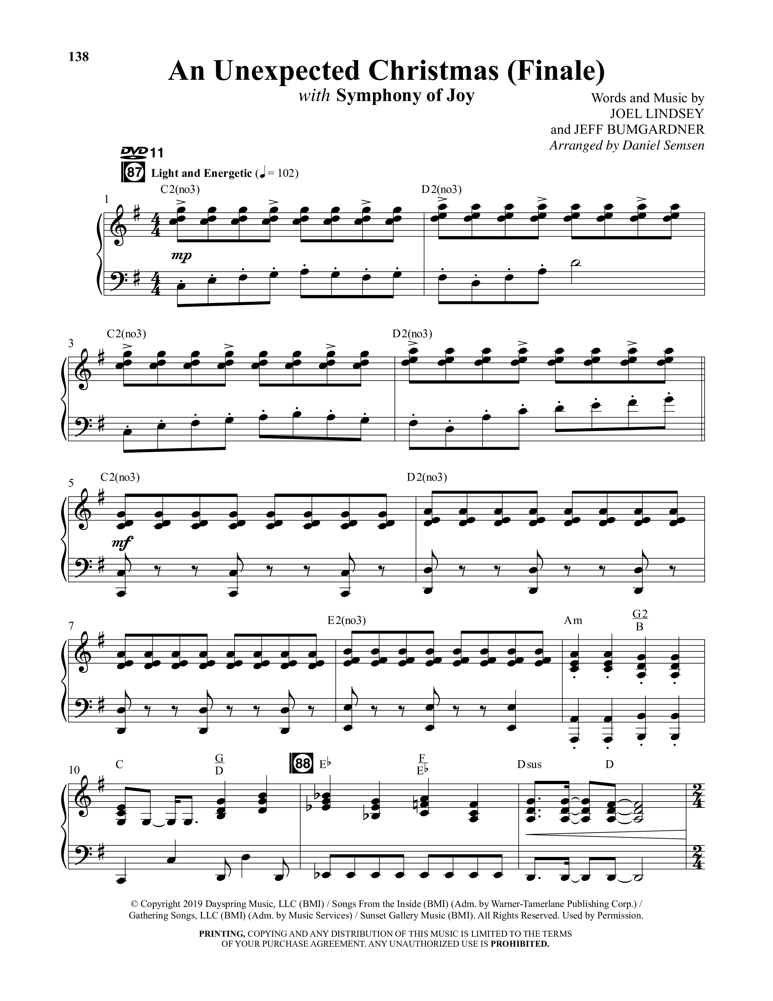 An Unexpected Christmas (11 Song Choral Collection) Song 11 (Piano SATB) (Arr. Daniel Semsen)