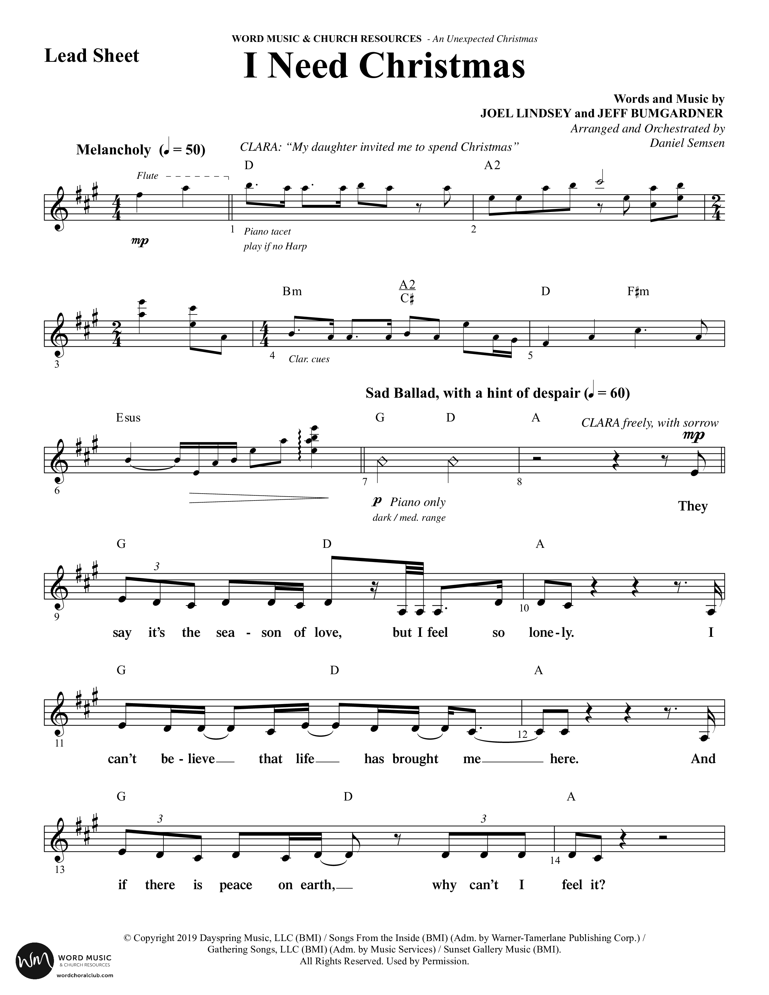 An Unexpected Christmas (11 Song Choral Collection) Song 4 (Lead & Chords) (Arr. Daniel Semsen)