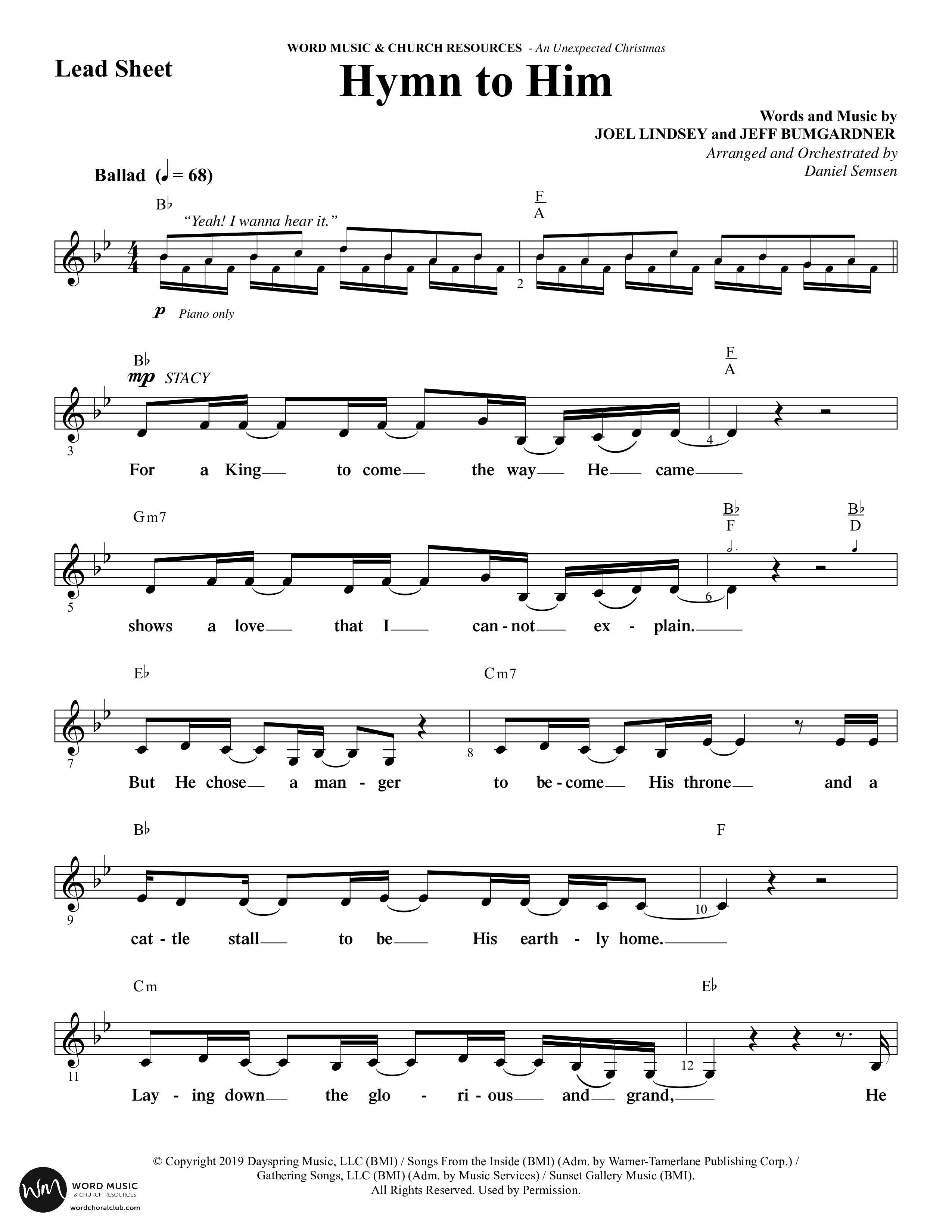An Unexpected Christmas (11 Song Choral Collection) Song 7 (Lead & Chords) (Arr. Daniel Semsen)