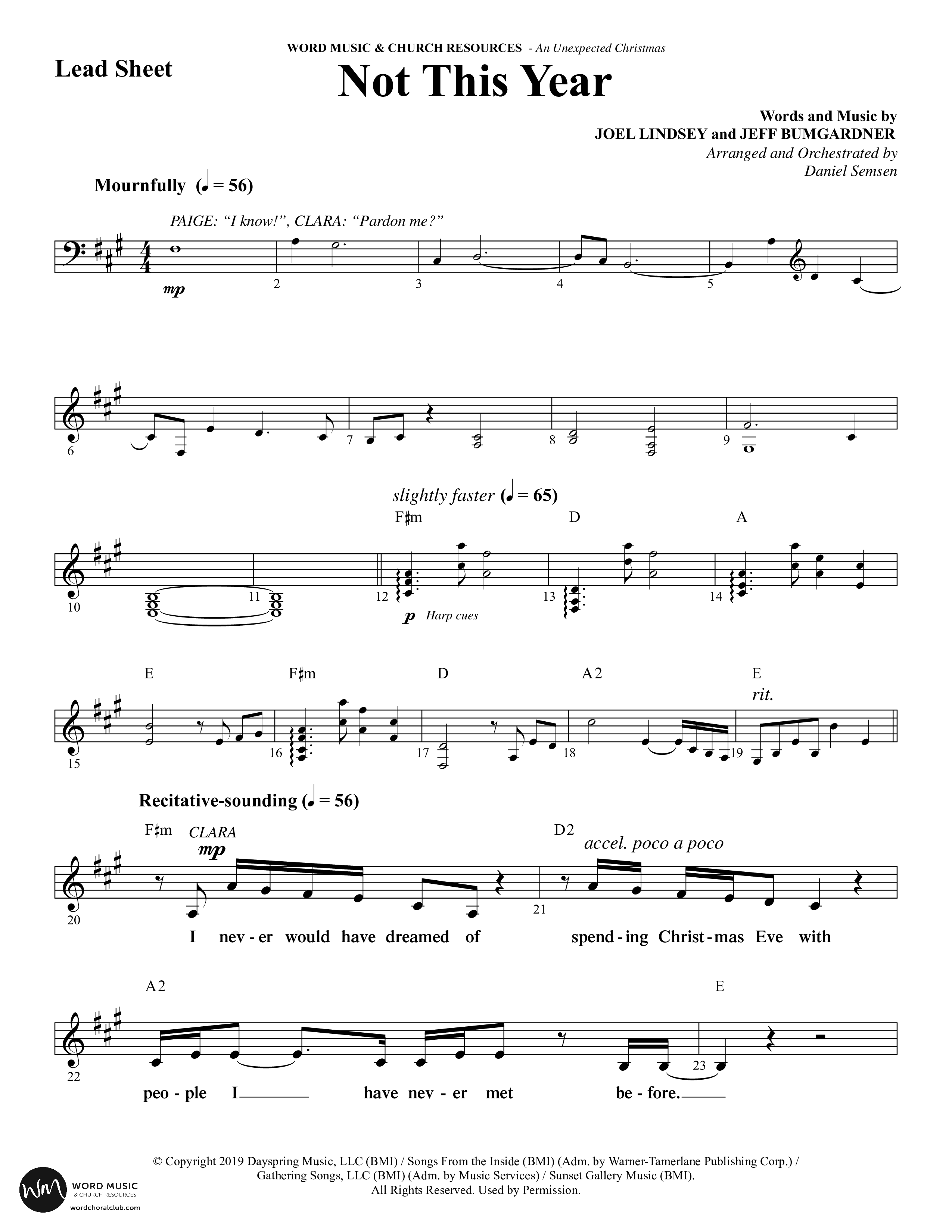 An Unexpected Christmas (11 Song Choral Collection) Song 8 (Lead & Chords) (Arr. Daniel Semsen)
