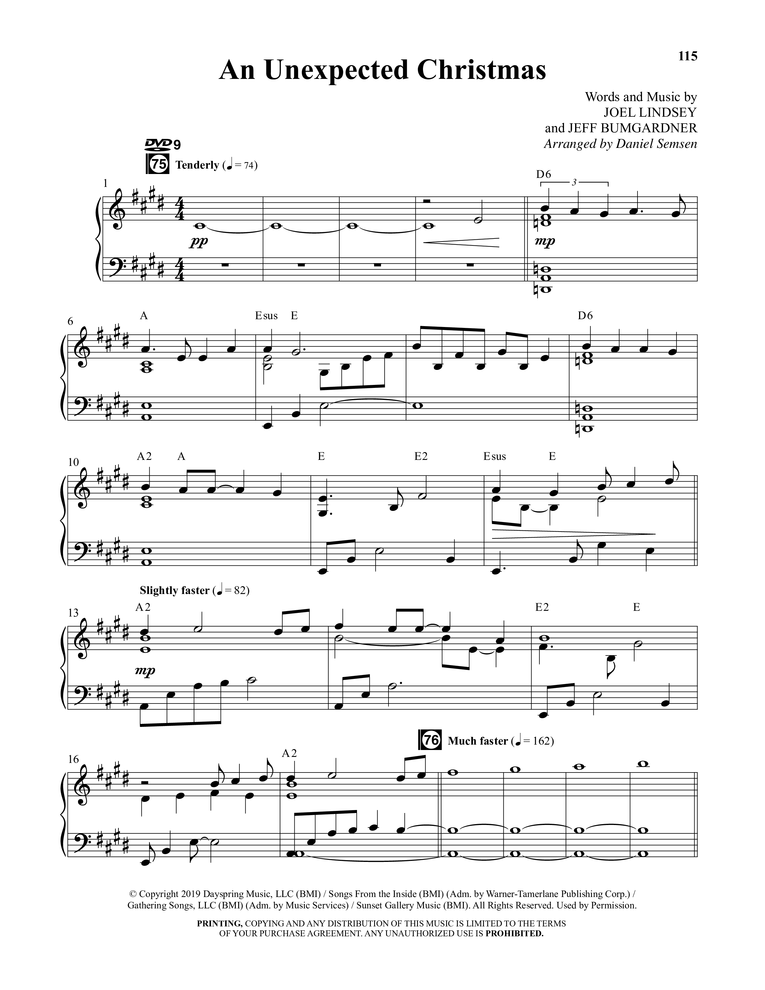 An Unexpected Christmas (11 Song Choral Collection) Song 9 (Piano SATB) (Arr. Daniel Semsen)