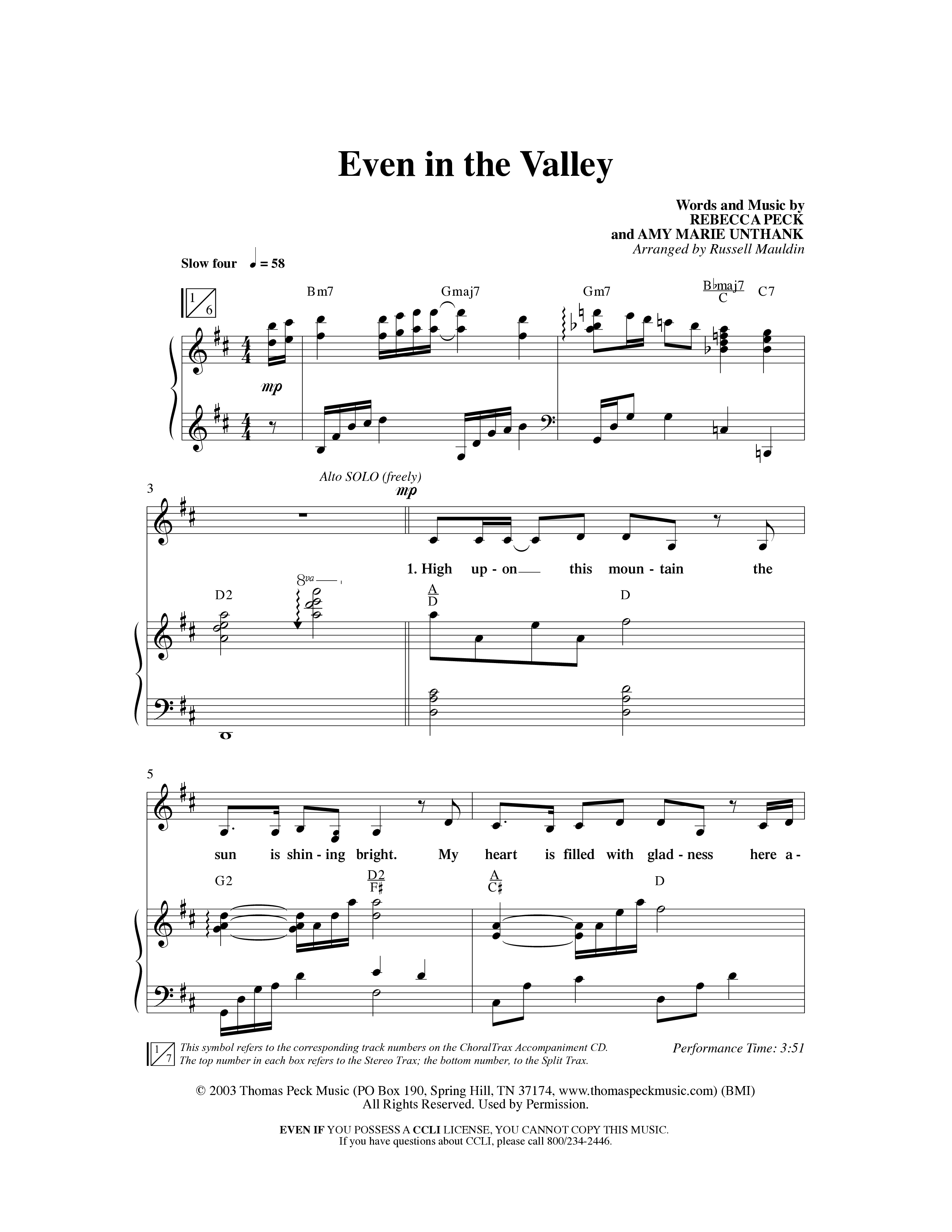 Even in the Valley (Choral Anthem SATB) Anthem (SATB/Piano) (Word Music Choral / Arr. Russel Mauldin)