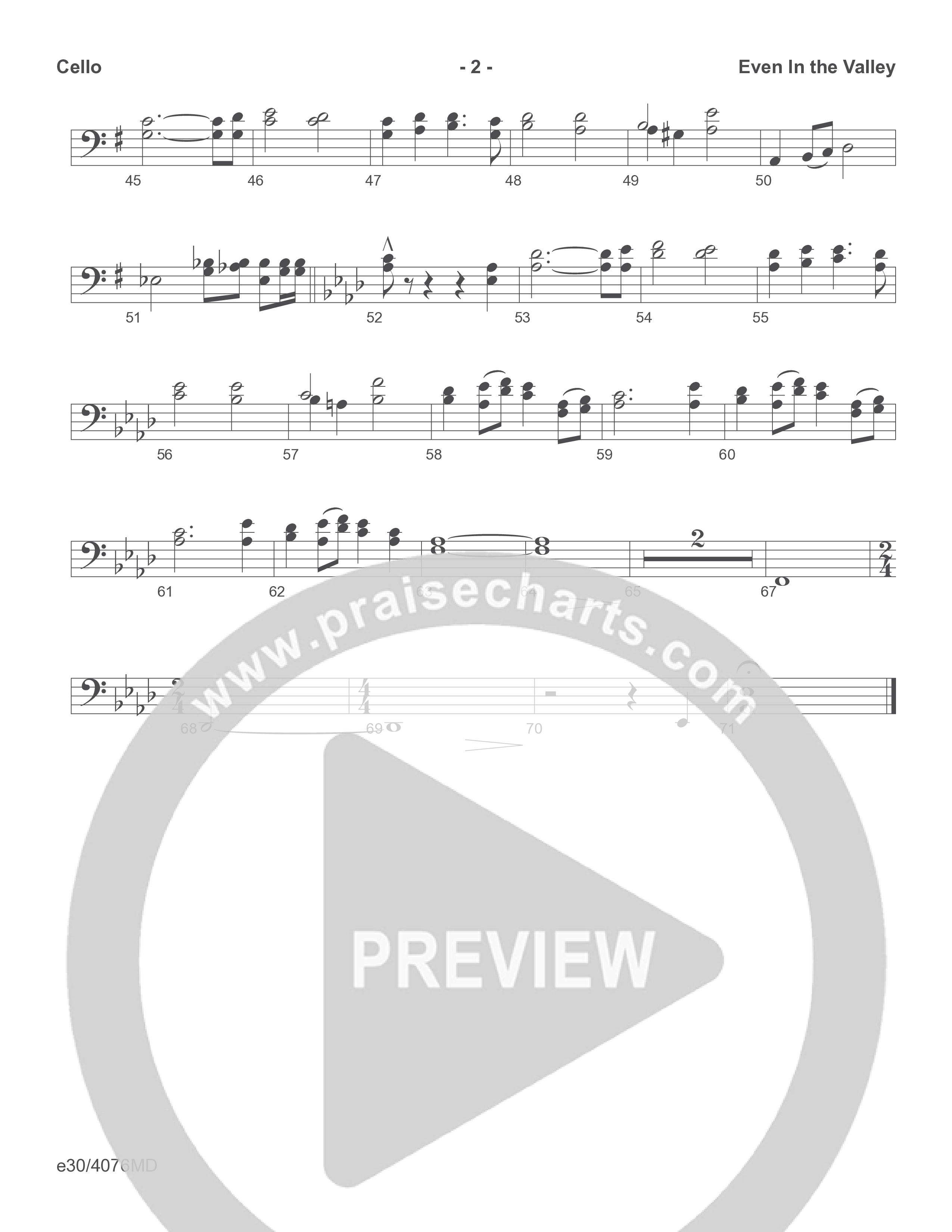 Even In The Valley (Choral Anthem SATB) Cello (Word Music Choral / Arr. Richard Kingsmore)