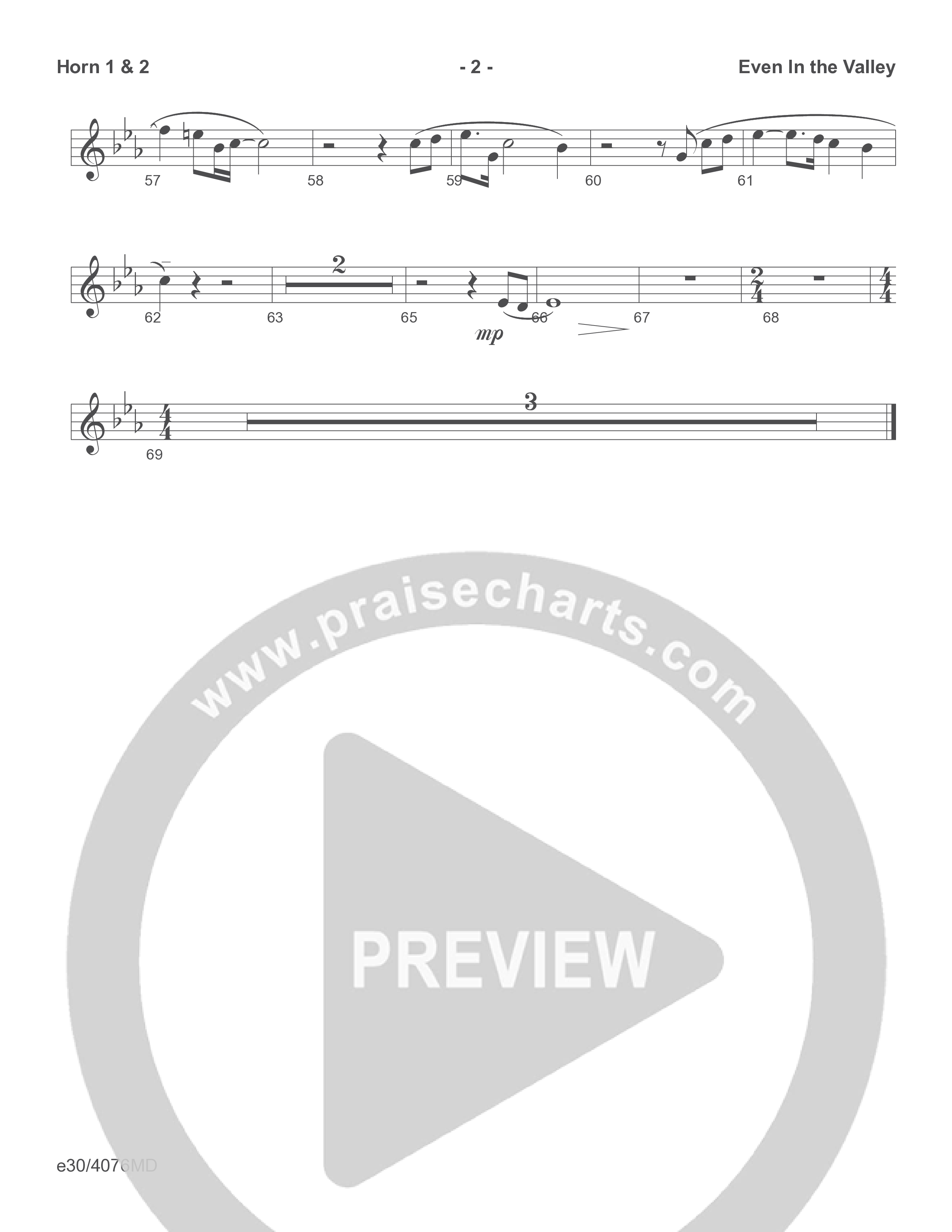 Even In The Valley (Choral Anthem SATB) French Horn 1/2 (Word Music Choral / Arr. Richard Kingsmore)