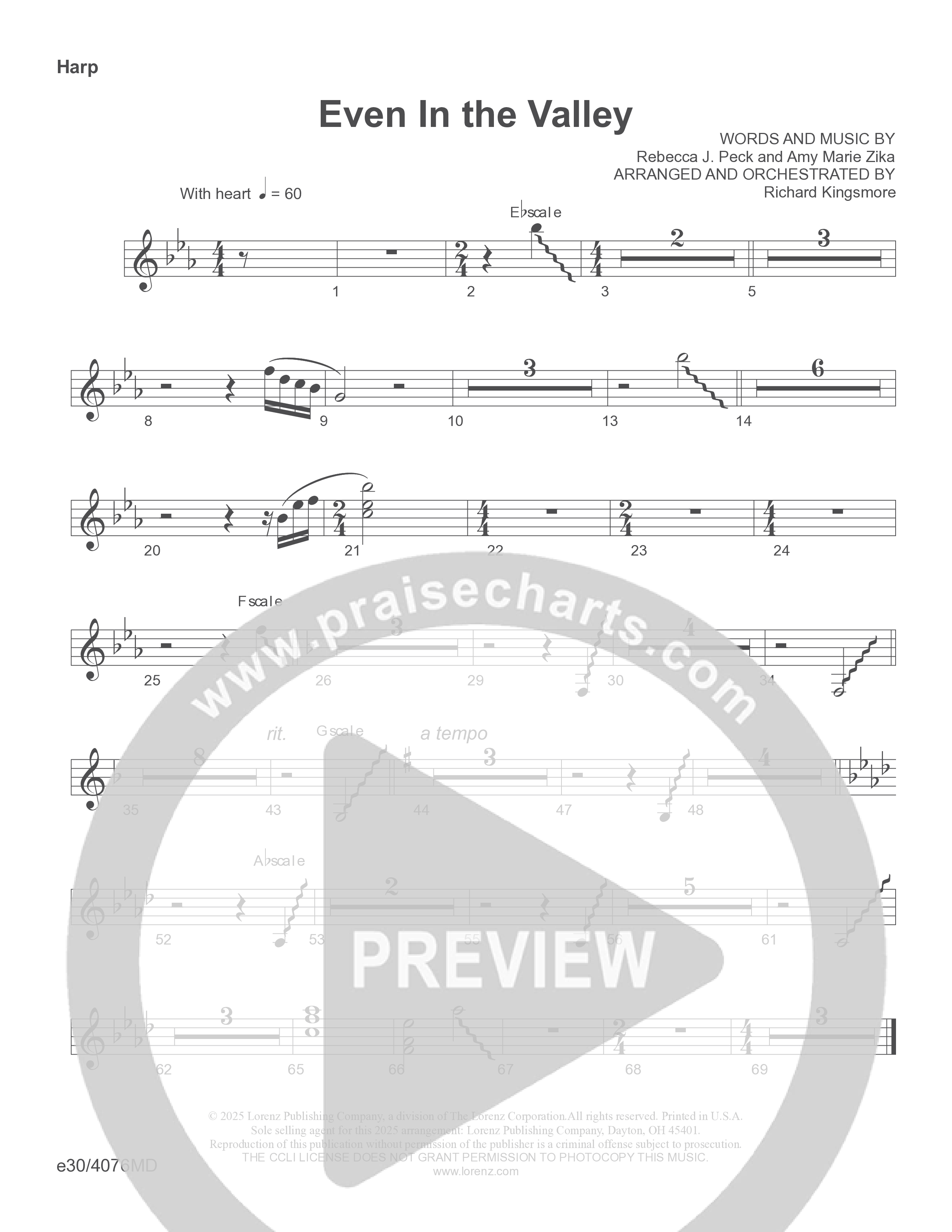 Even In The Valley (Choral Anthem SATB) Harp (Word Music Choral / Arr. Richard Kingsmore)