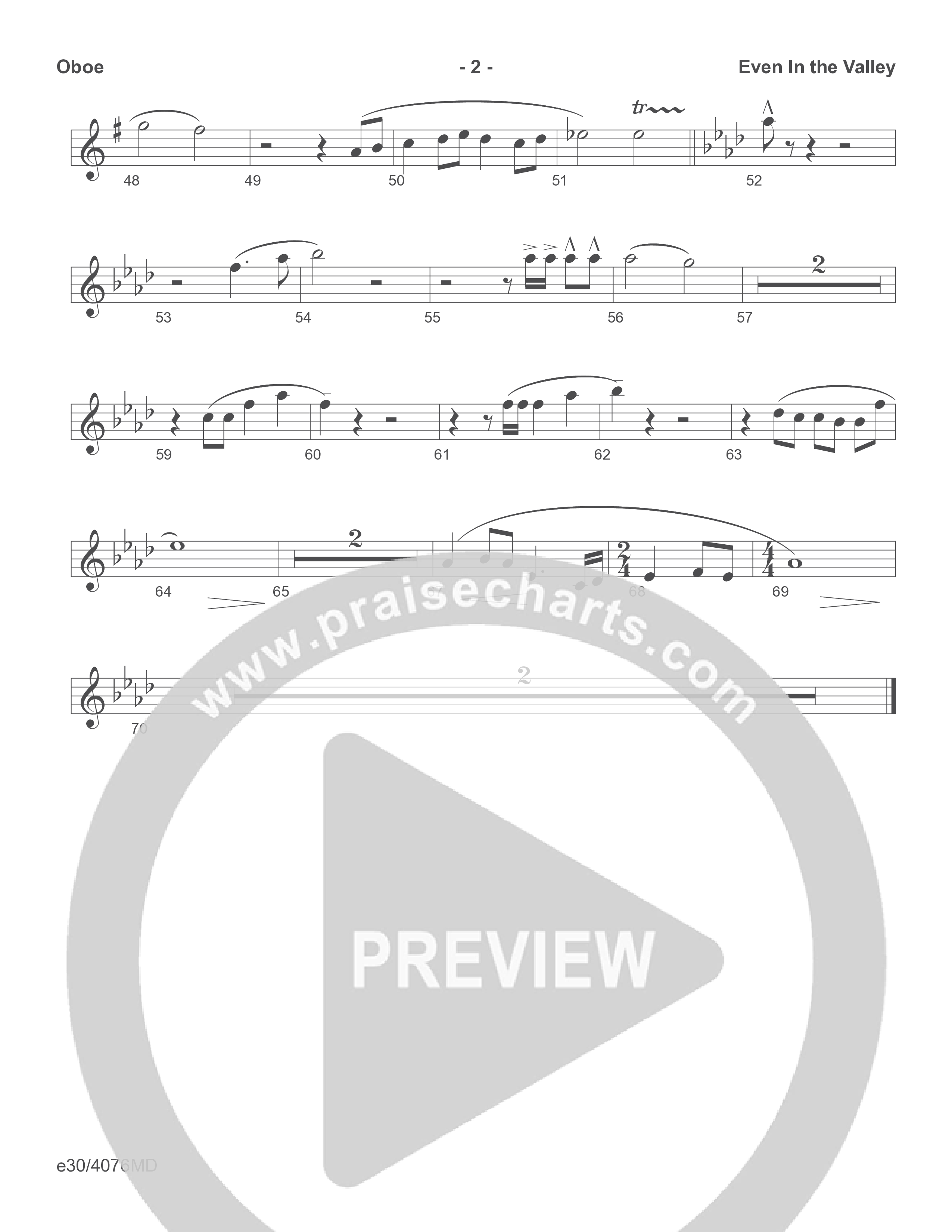 Even In The Valley (Choral Anthem SATB) Oboe (Word Music Choral / Arr. Richard Kingsmore)