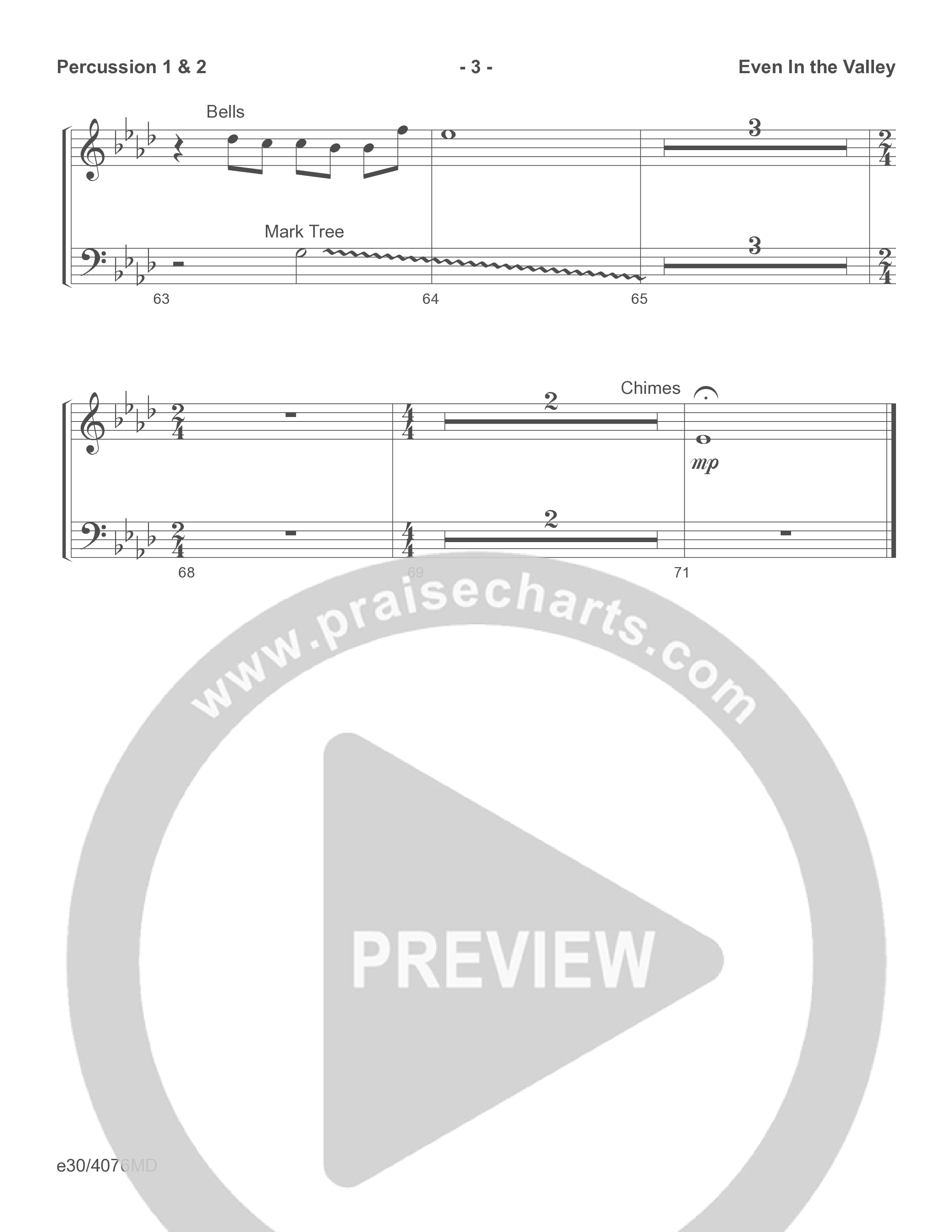 Even In The Valley (Choral Anthem SATB) Percussion (Word Music Choral / Arr. Richard Kingsmore)