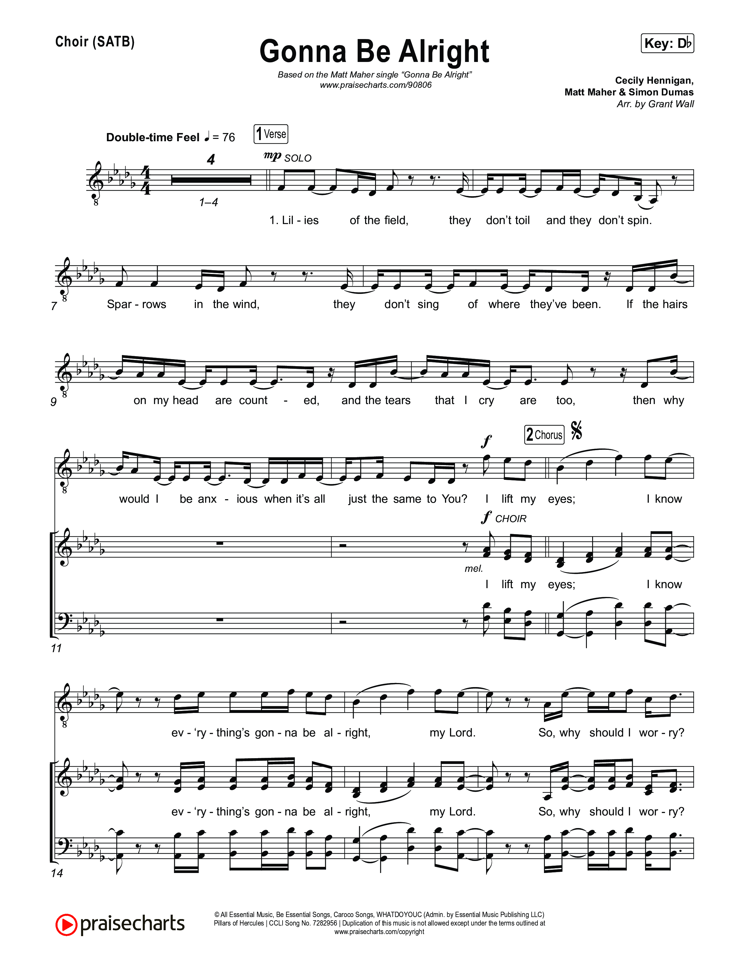 Gonna Be Alright Choir Sheet (SATB) (Matt Maher)