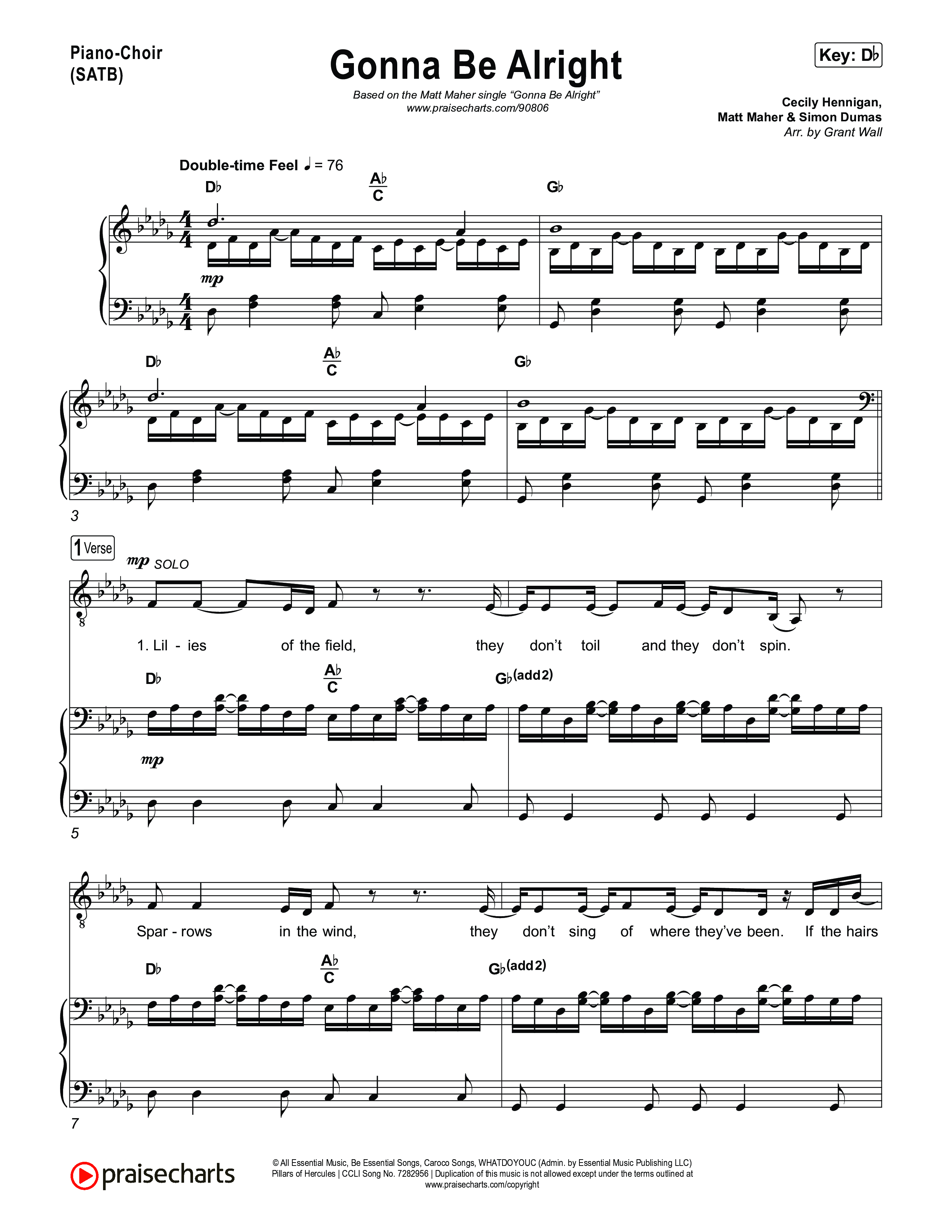 Gonna Be Alright Piano/Vocal Pack (Matt Maher)