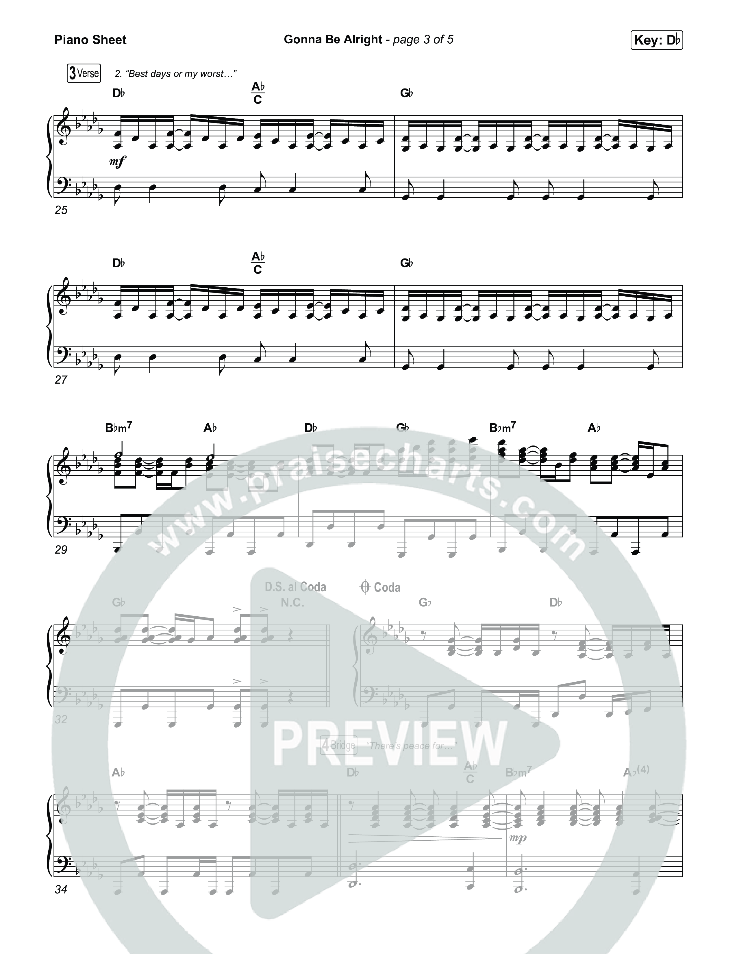 Gonna Be Alright Piano Sheet (Matt Maher)