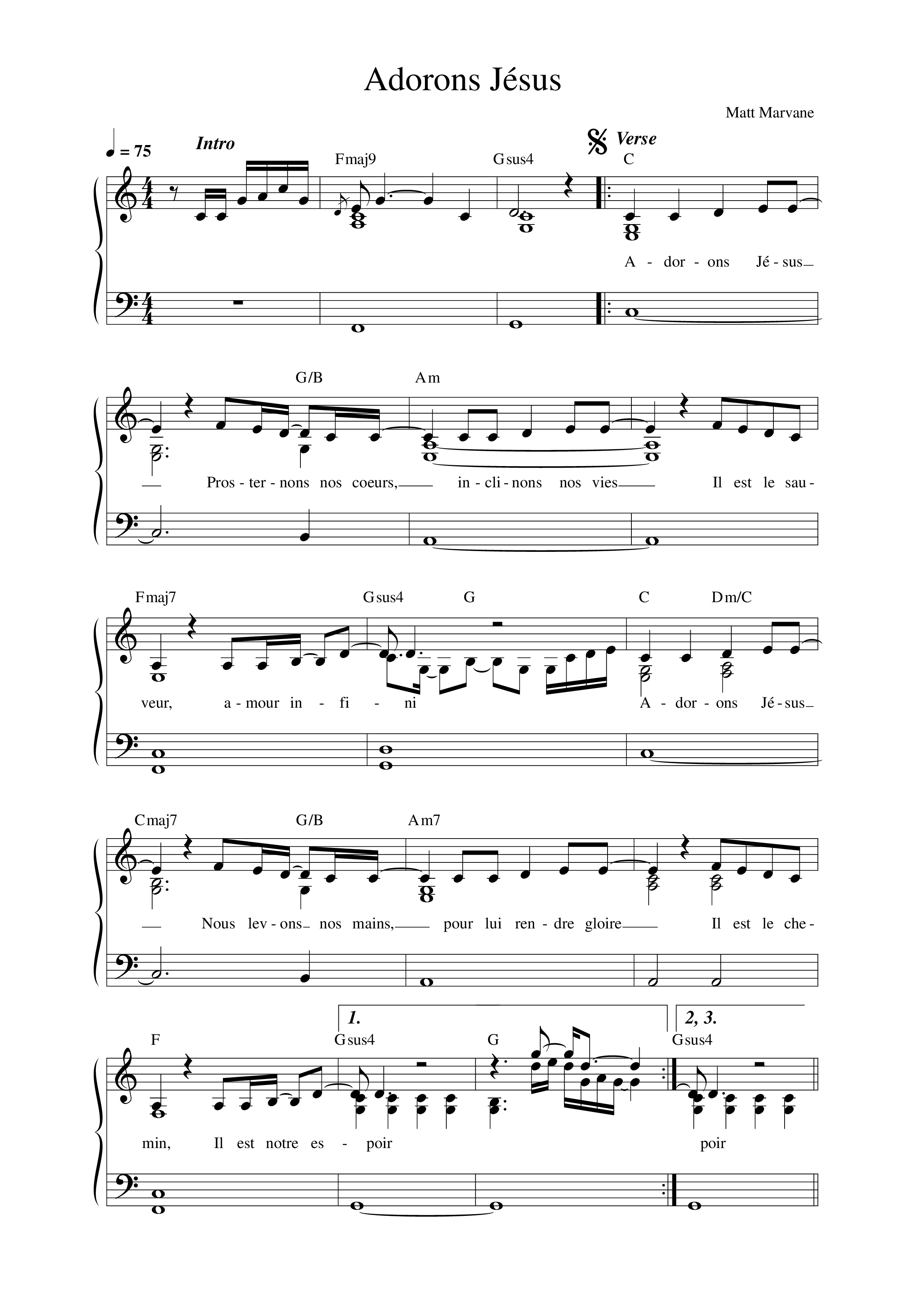 Adorons Jésus Lead Sheet Melody (Matt Marvane & RESISTANCE)