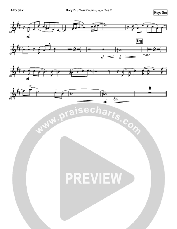 Mary Did You Know Alto Sax (Michael English)