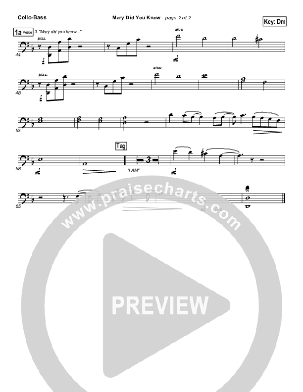 Mary Did You Know Cello/Bass (Michael English)