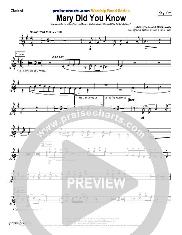 Mary Did You Know Wind Pack (Michael English)