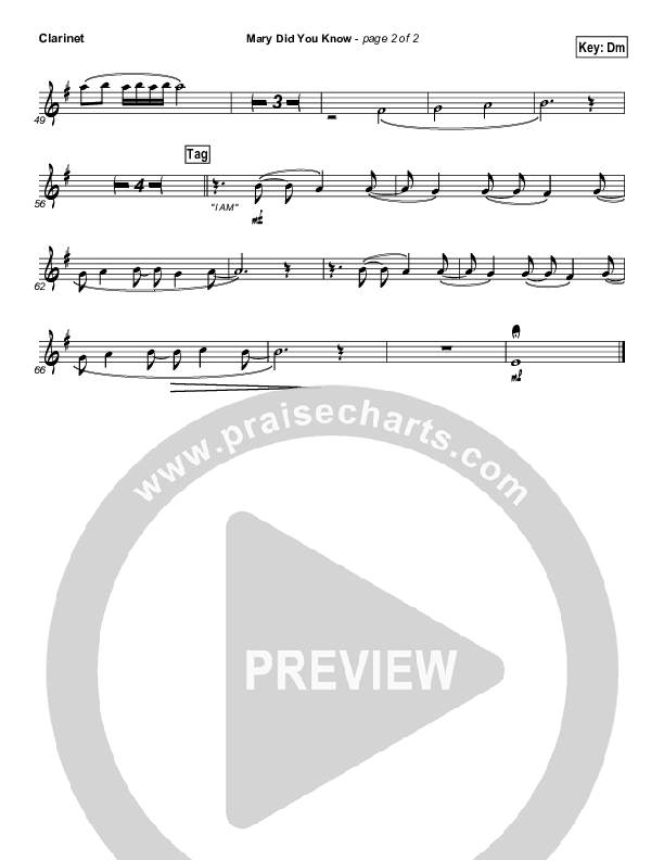 Mary Did You Know Clarinet (Michael English)