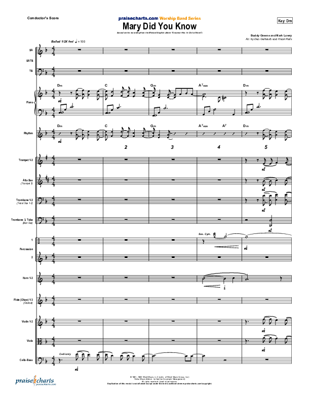 Mary Did You Know Conductor's Score (Michael English)