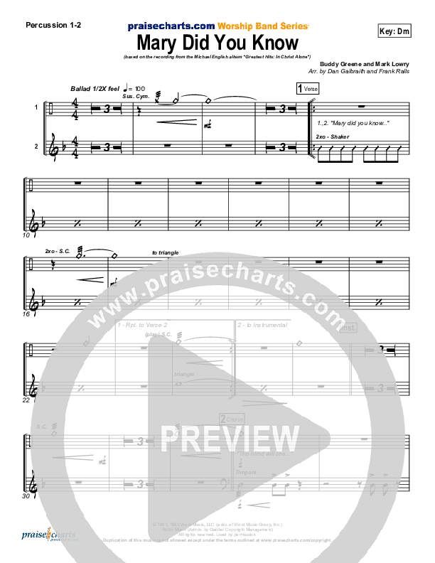 Mary Did You Know Percussion 1/2 (Michael English)