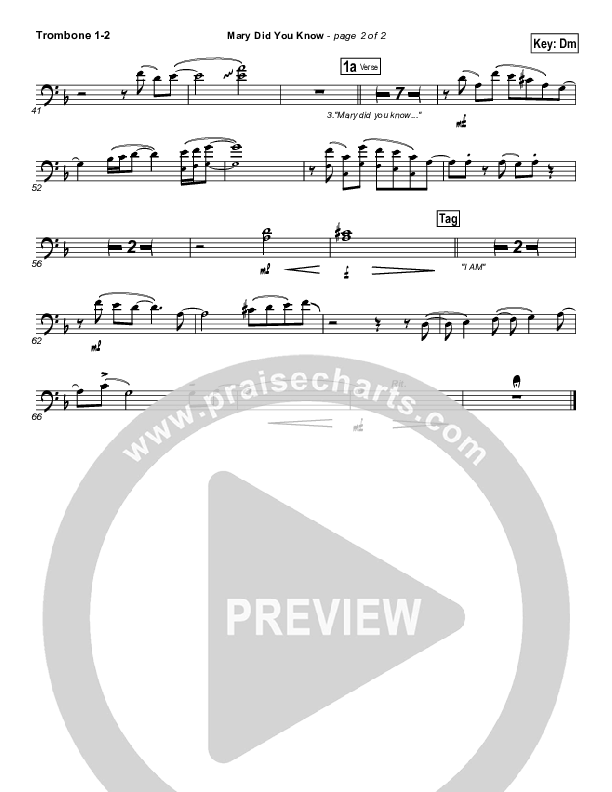 Mary Did You Know Trombone 1/2 (Michael English)