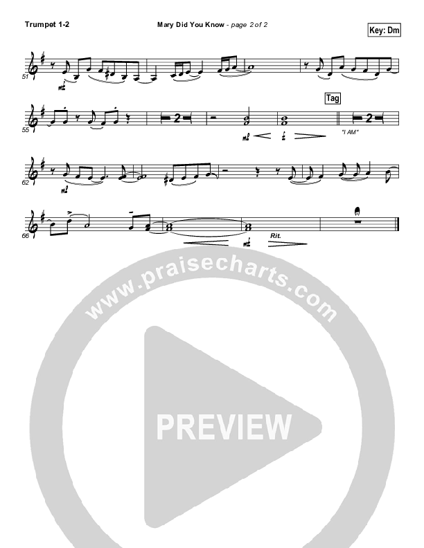 Mary Did You Know Trumpet 1,2 (Michael English)
