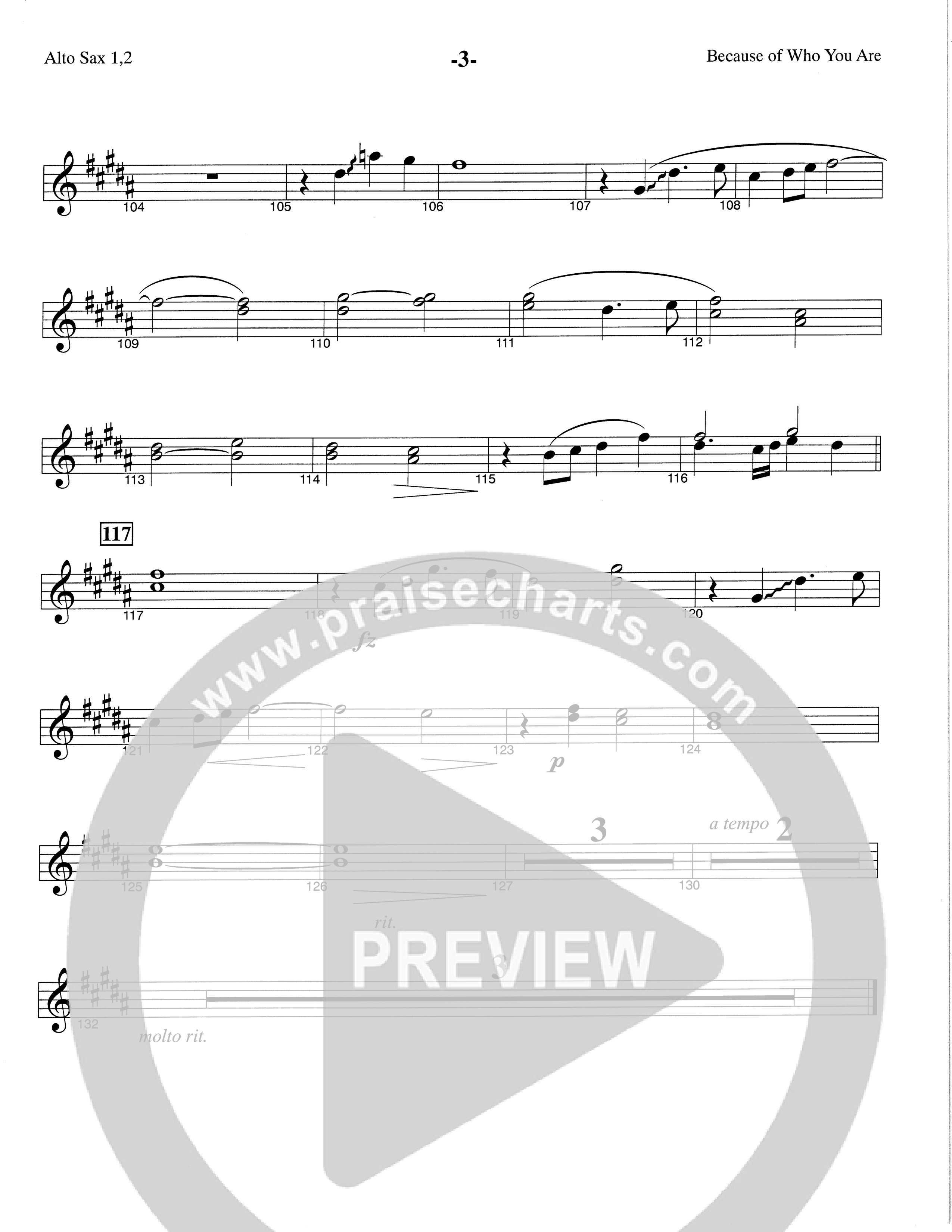 Because Of Who You Are (Choral Anthem SATB) Alto Sax (The Brooklyn Tabernacle Choir / Arr. Carol Cymbala)