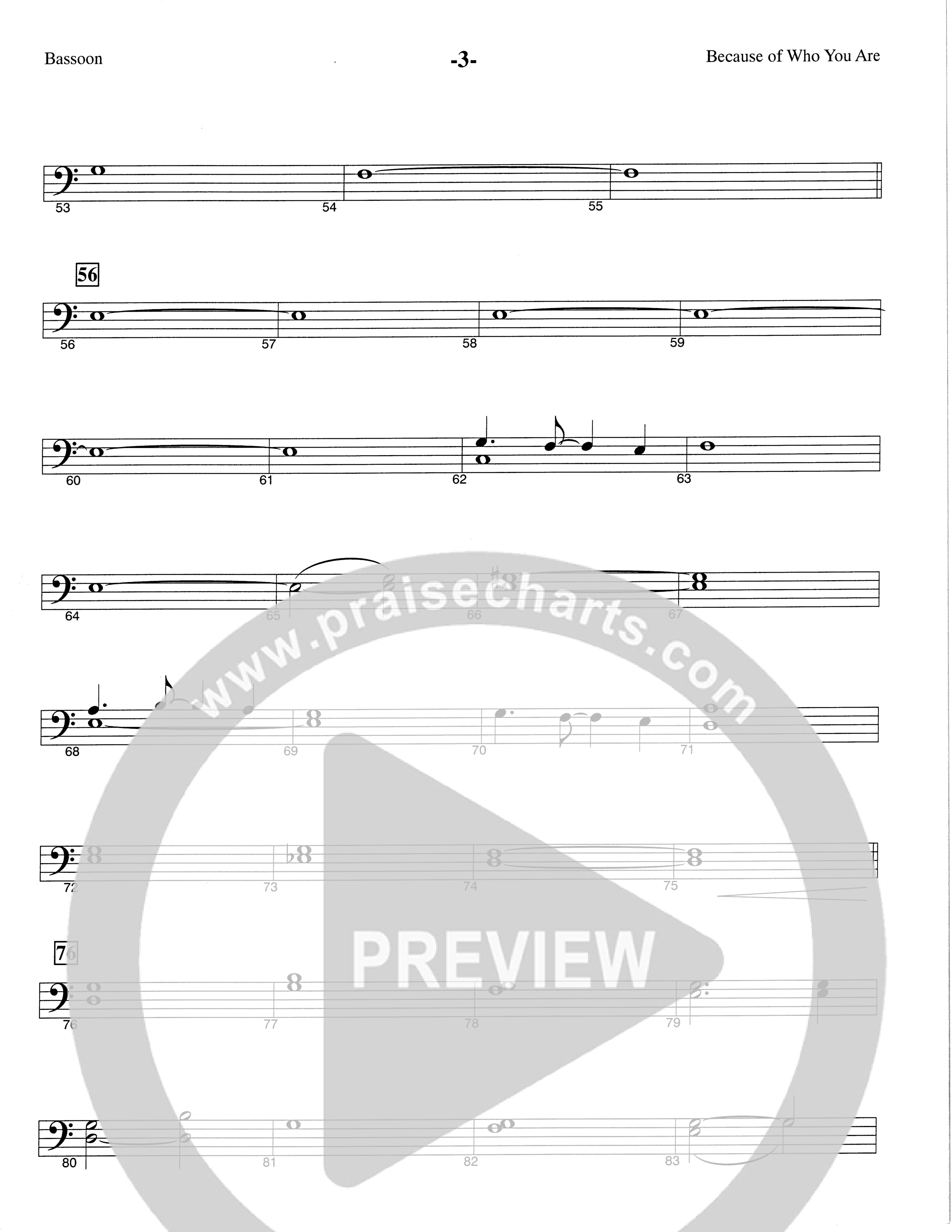 Because Of Who You Are (Choral Anthem SATB) Bassoon (The Brooklyn Tabernacle Choir / Arr. Carol Cymbala)