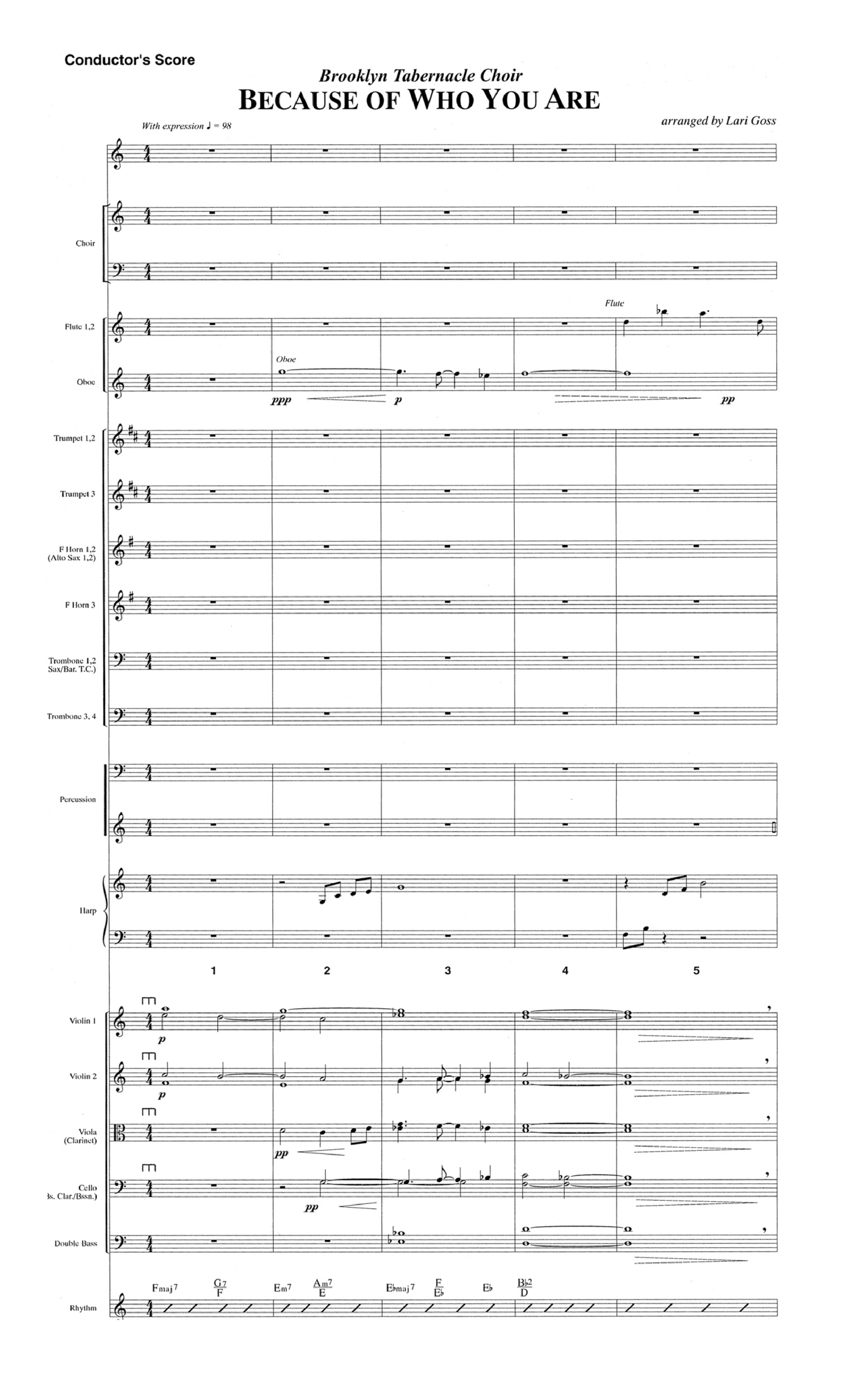 Because Of Who You Are (Choral Anthem SATB) Orchestration (The Brooklyn Tabernacle Choir / Arr. Carol Cymbala)