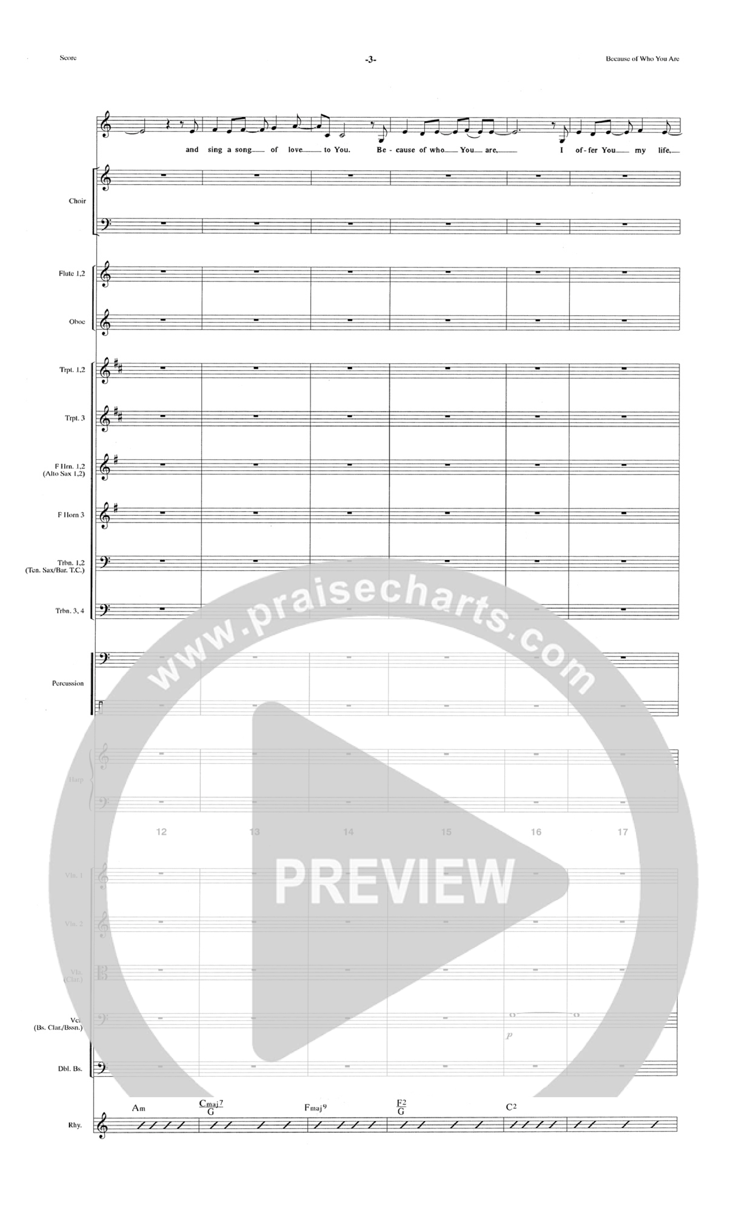 Because Of Who You Are (Choral Anthem SATB) Orchestration (The Brooklyn Tabernacle Choir / Arr. Carol Cymbala)