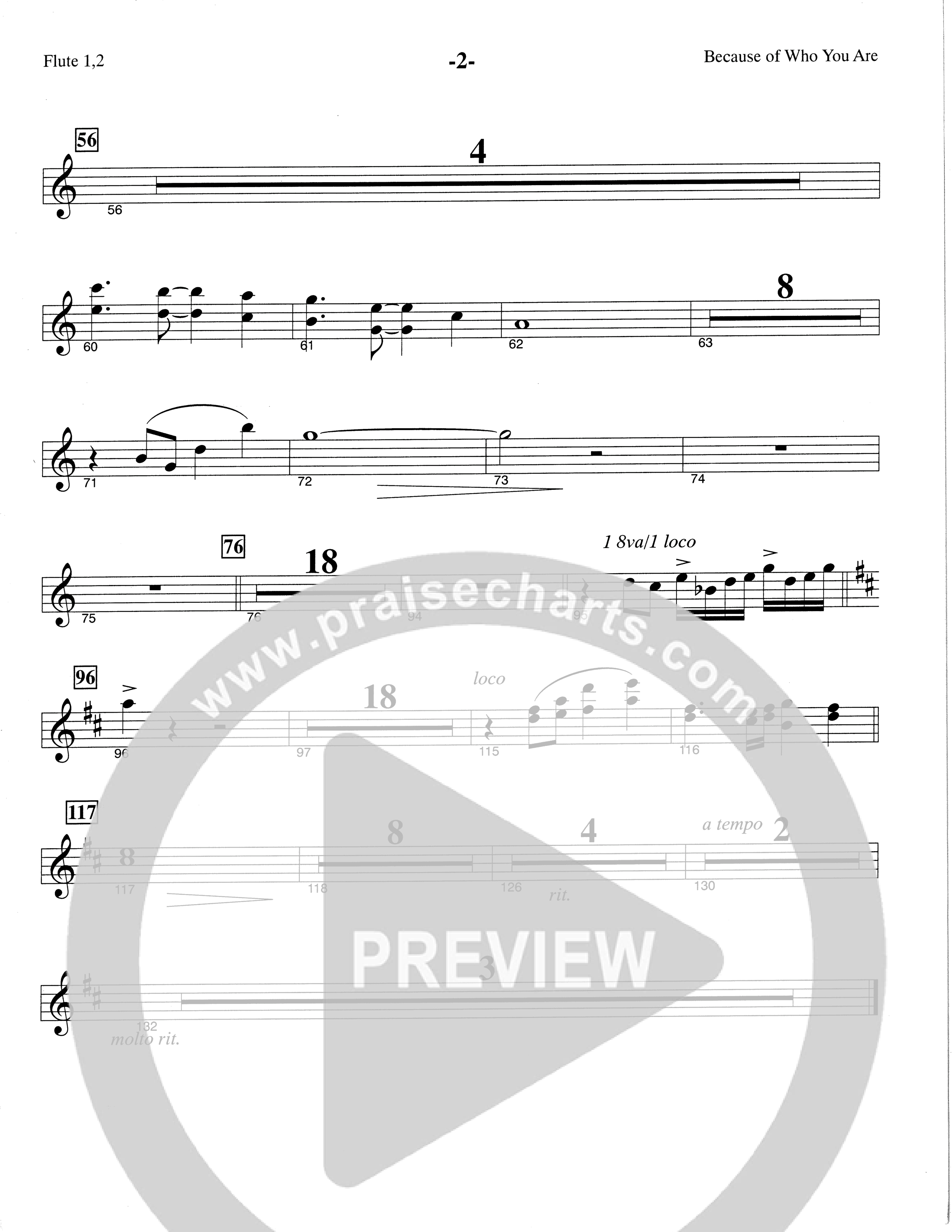 Because Of Who You Are (Choral Anthem SATB) Flute 1/2 (The Brooklyn Tabernacle Choir / Arr. Carol Cymbala)
