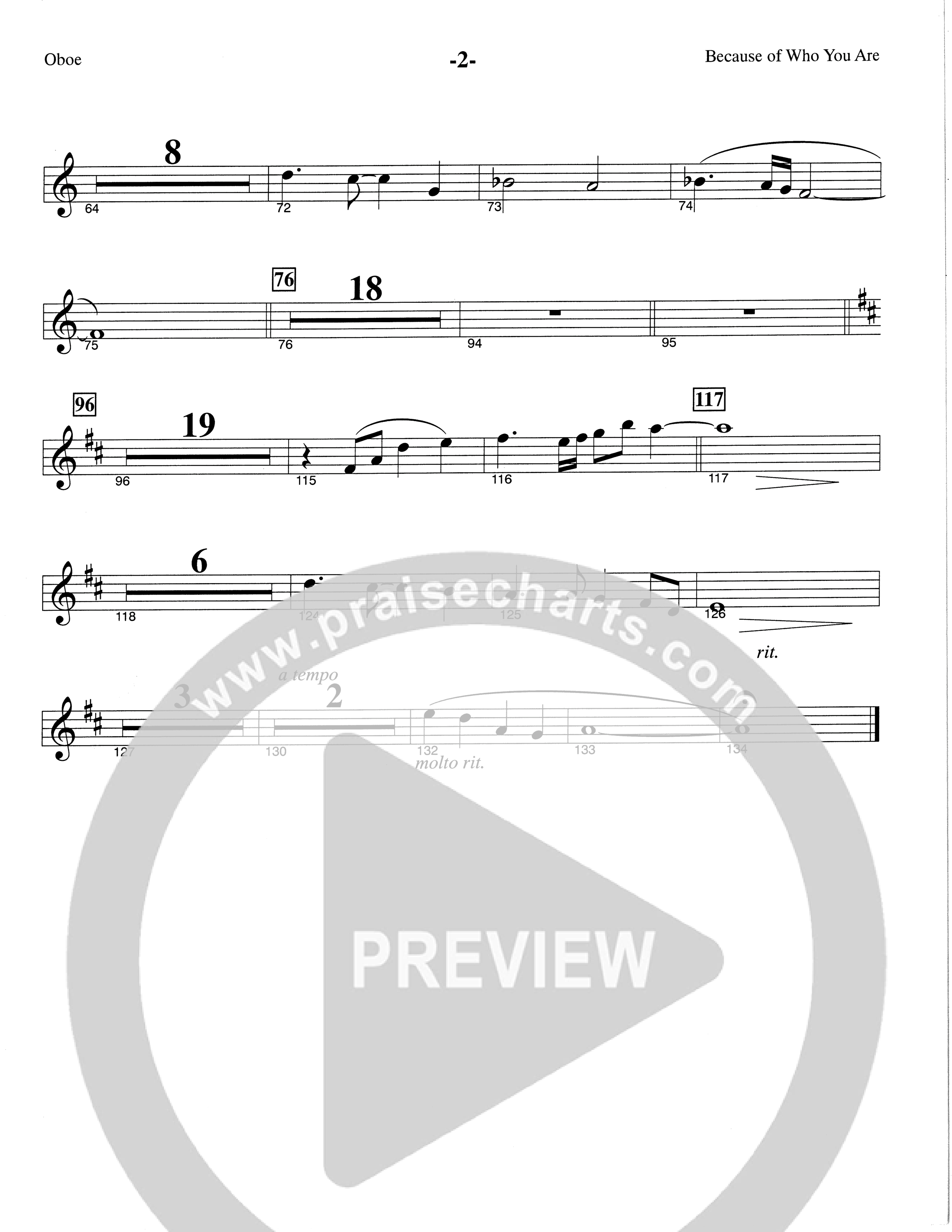Because Of Who You Are (Choral Anthem SATB) Oboe (The Brooklyn Tabernacle Choir / Arr. Carol Cymbala)
