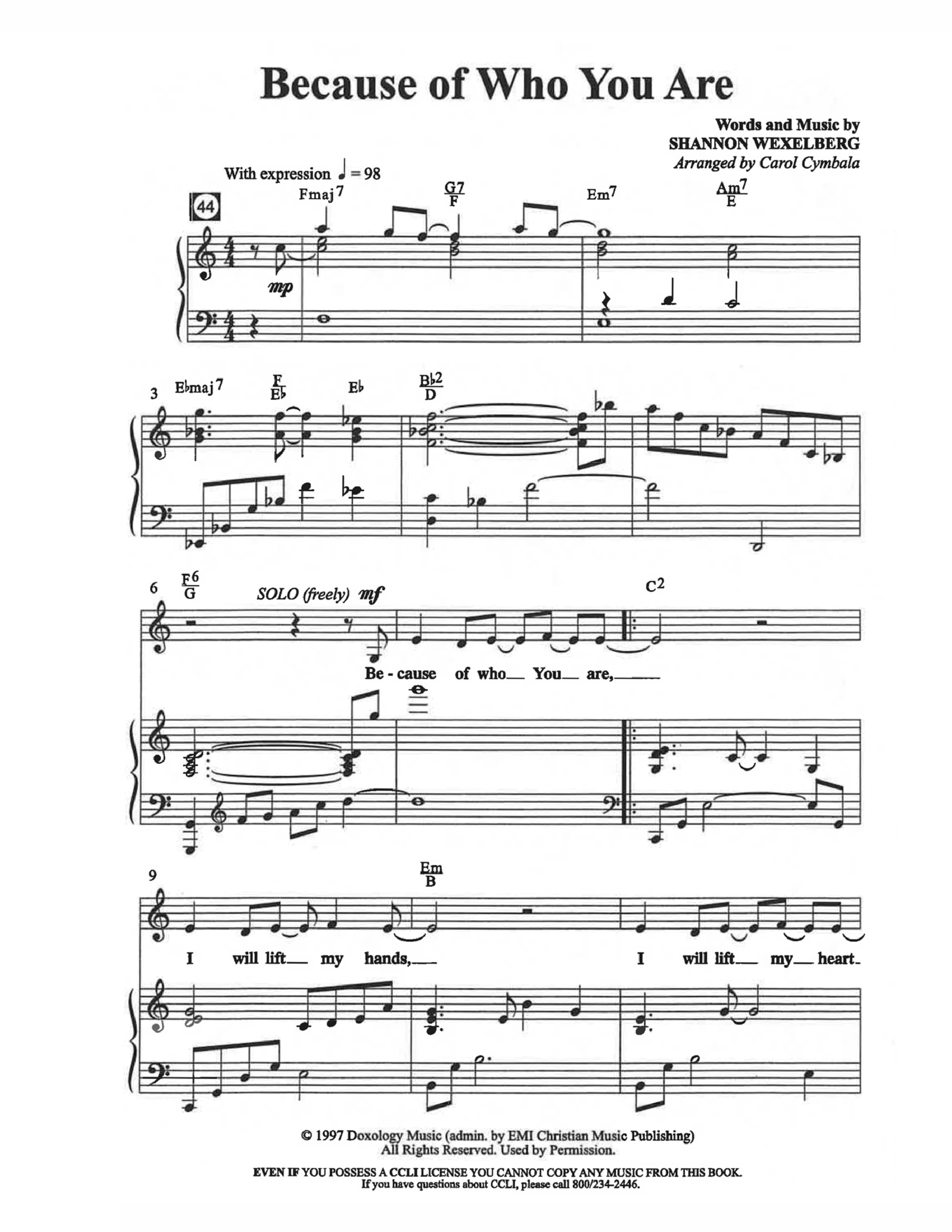 Because Of Who You Are (Choral Anthem SATB) Anthem (SATB/Piano) (The Brooklyn Tabernacle Choir / Arr. Carol Cymbala)