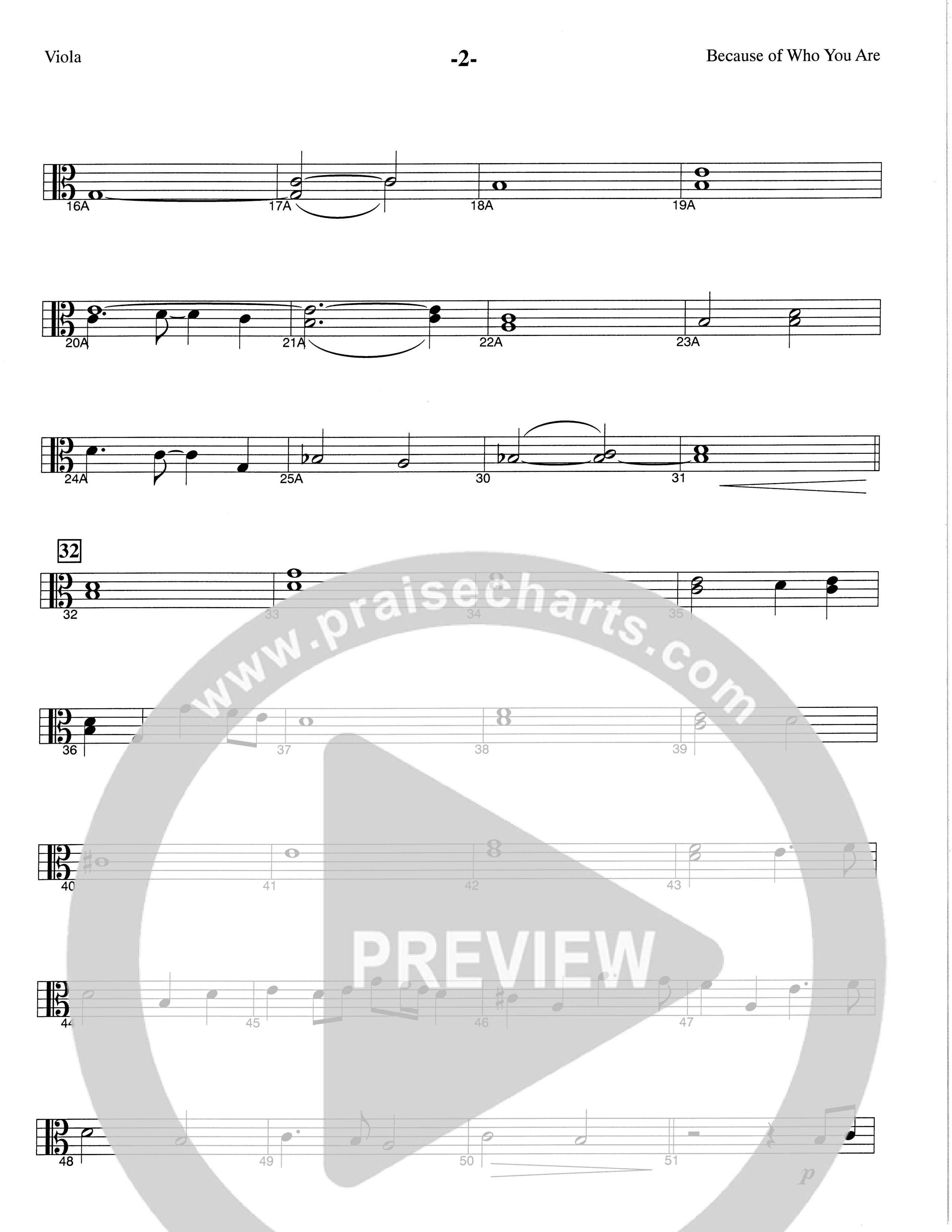 Because Of Who You Are (Choral Anthem SATB) Viola (The Brooklyn Tabernacle Choir / Arr. Carol Cymbala)