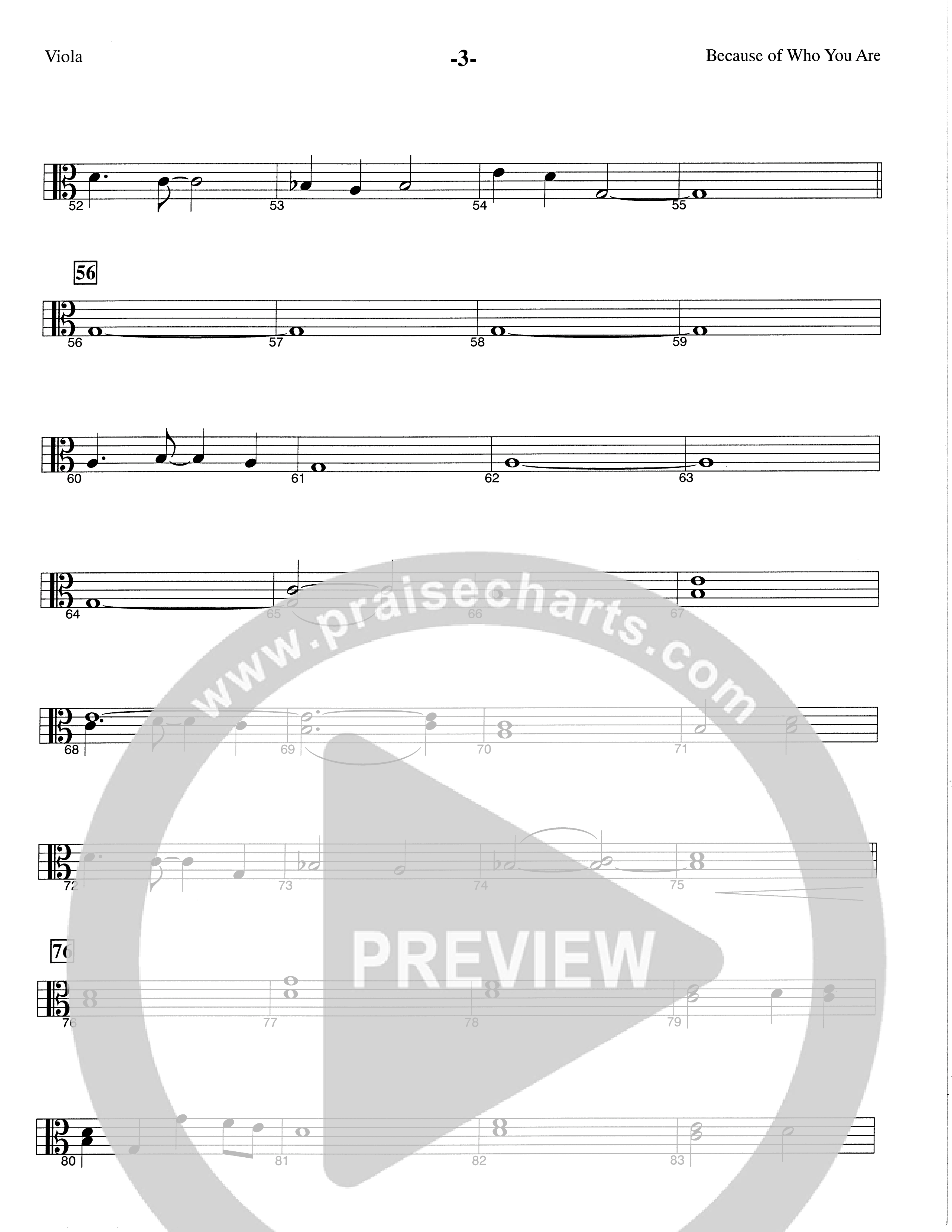 Because Of Who You Are (Choral Anthem SATB) Viola (The Brooklyn Tabernacle Choir / Arr. Carol Cymbala)