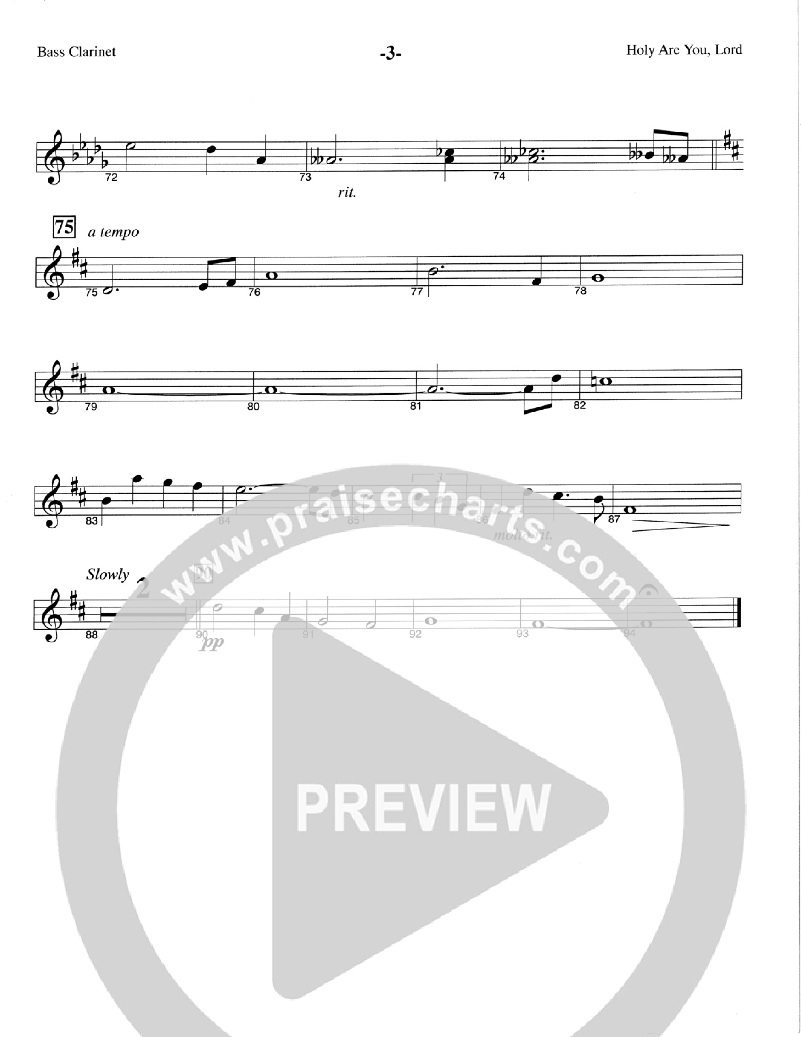 Holy Are You Lord (Choral Anthem SATB) Bass Clarinet (The Brooklyn Tabernacle Choir / Arr. Carol Cymbala)