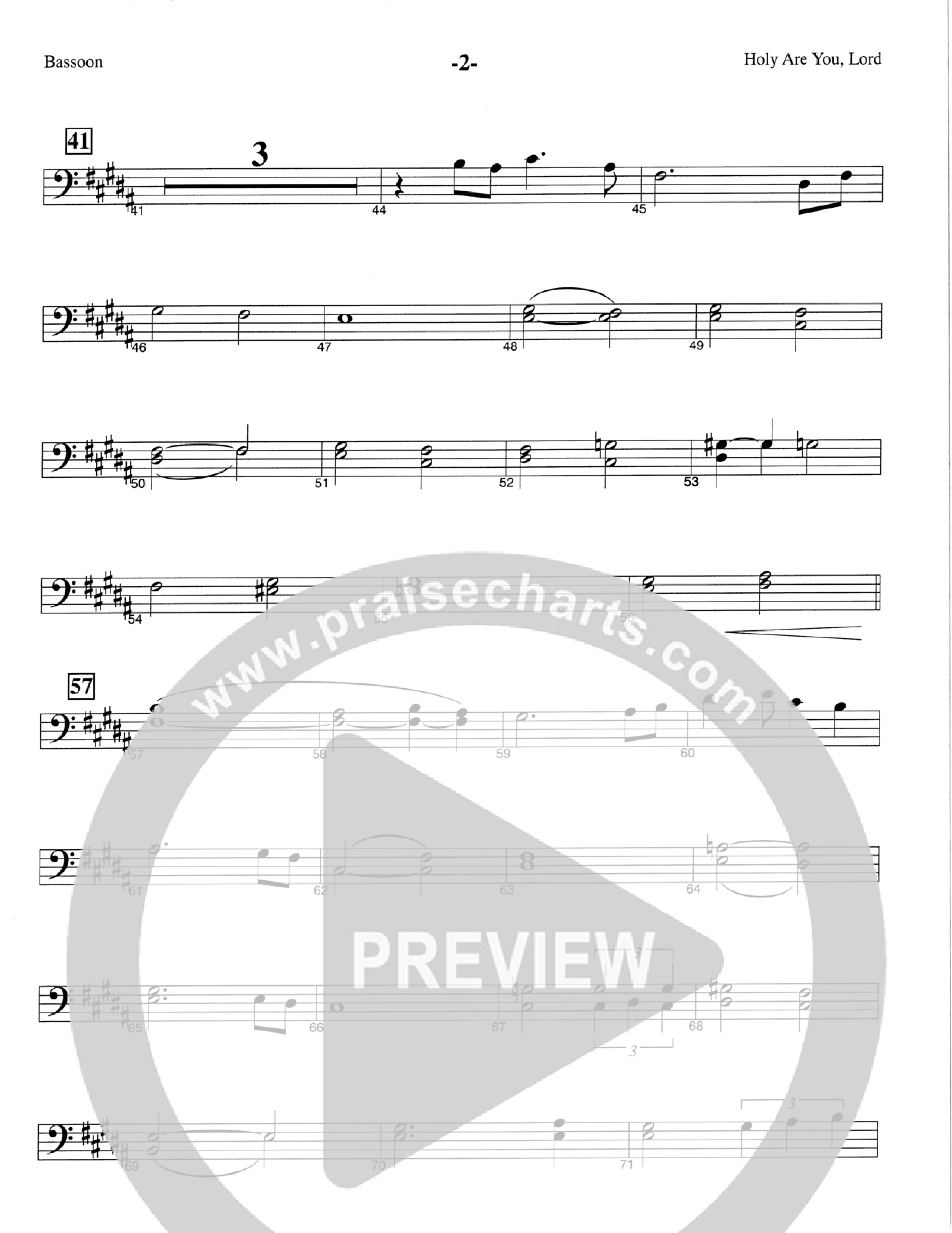 Holy Are You Lord (Choral Anthem SATB) Bassoon (The Brooklyn Tabernacle Choir / Arr. Carol Cymbala)