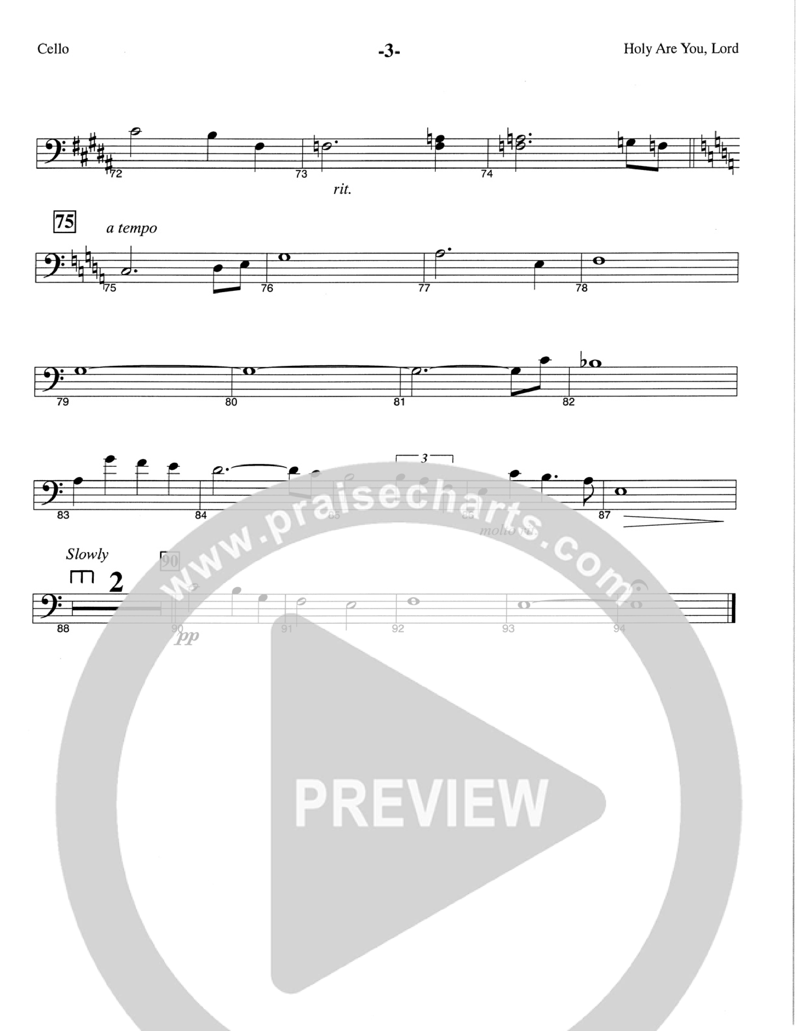 Holy Are You Lord (Choral Anthem SATB) Cello (The Brooklyn Tabernacle Choir / Arr. Carol Cymbala)